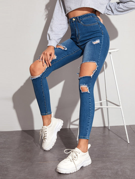 بنطلون نحيل ممزق مغسول مبيض