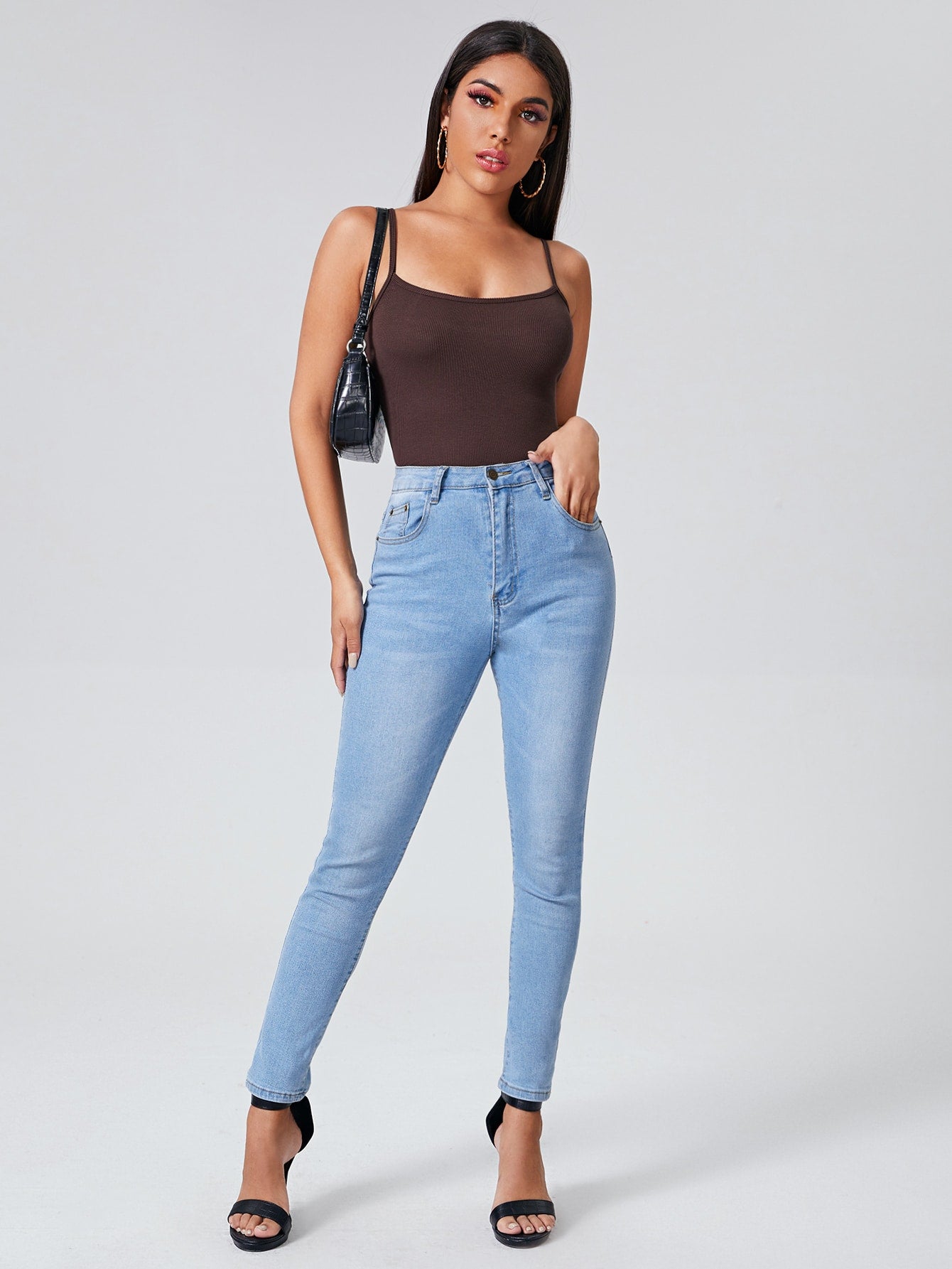 لباس علوي كامي بلون موحد محبوك مضلع