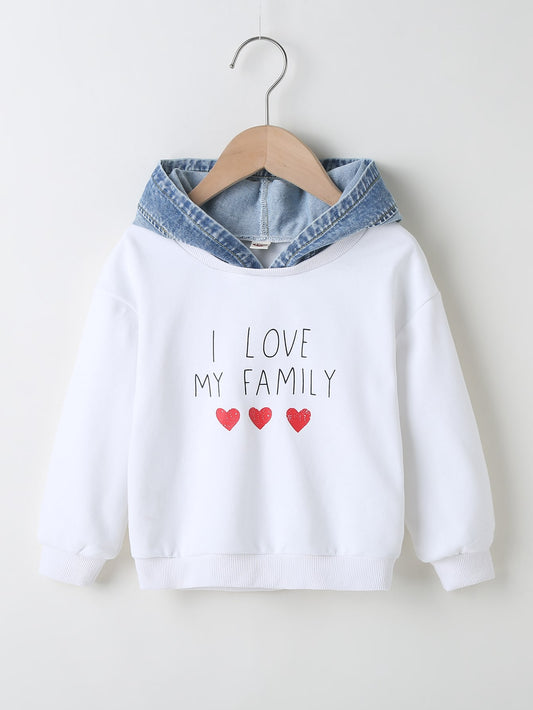 هودي عتيق بقطع متناقضة وشعارات لفتاة شابة وطبعة أذن 3d