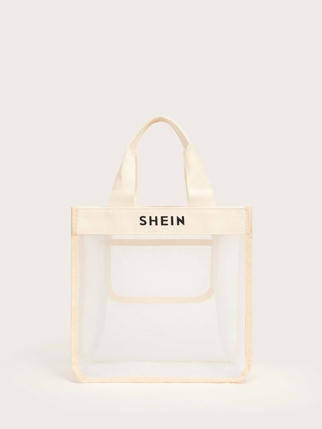 حقيبة يد شبكي بجرافيك عبارة