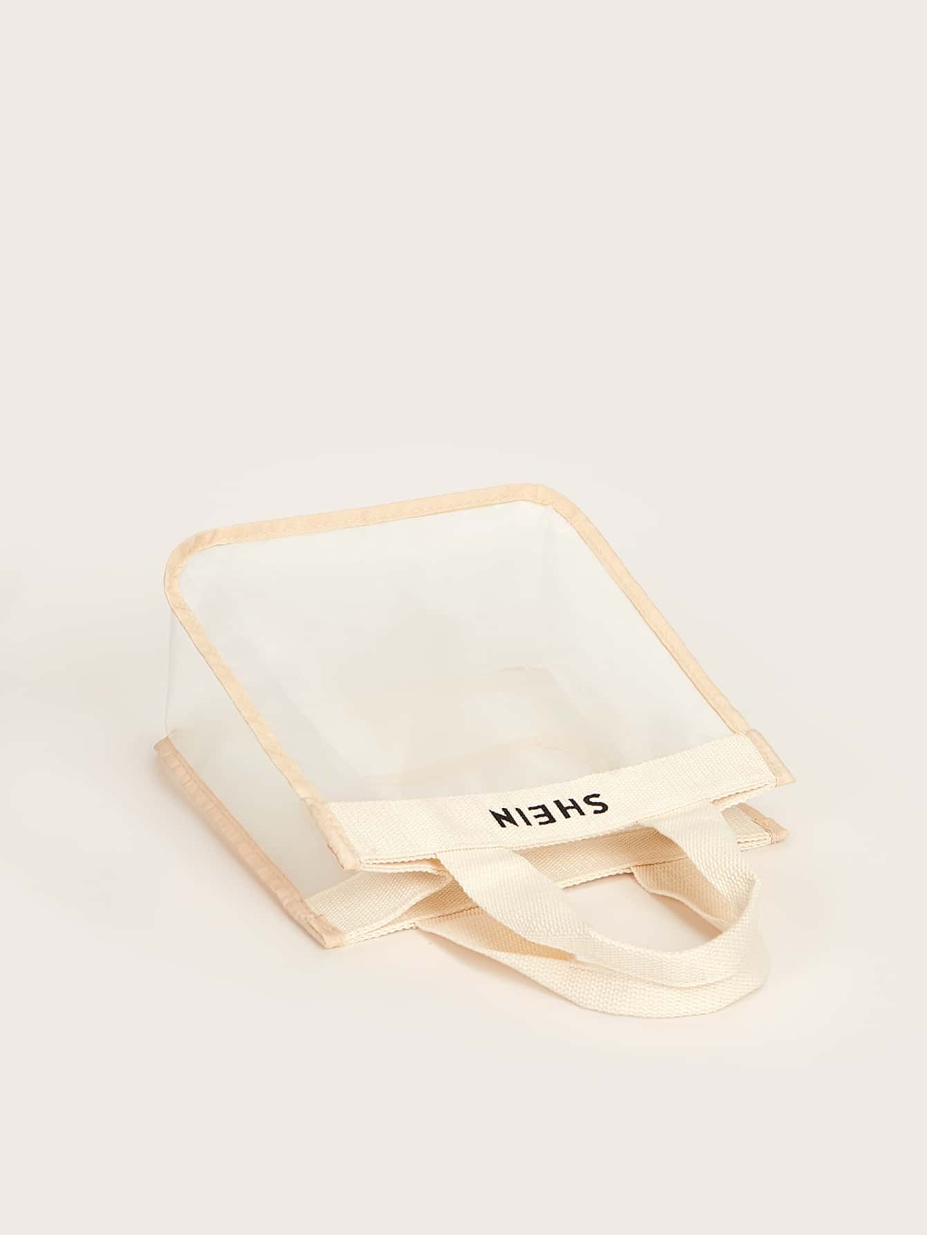 حقيبة يد شبكي بجرافيك عبارة