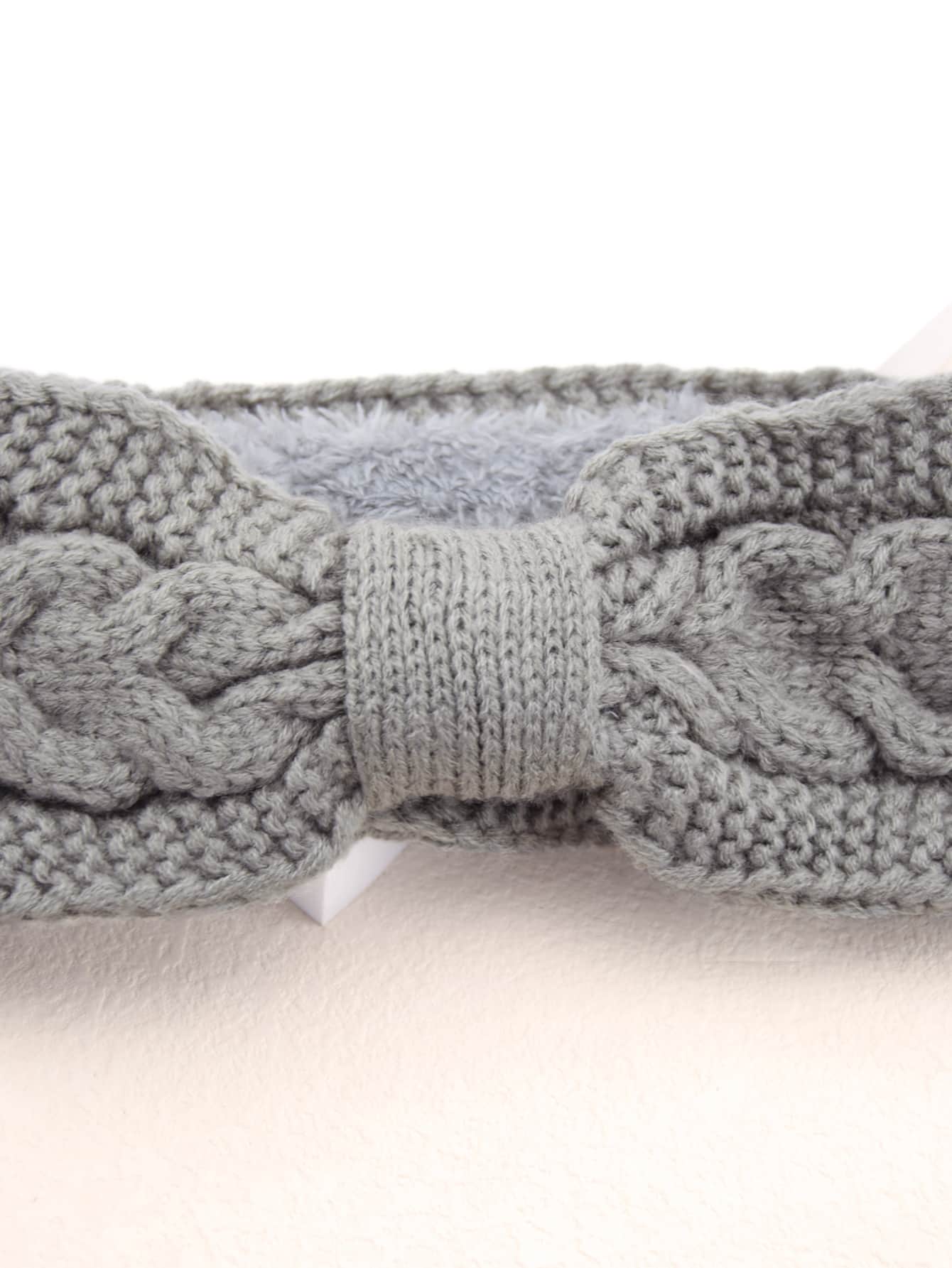 ربطة شعر مبطن صوف محبوك بلون موحد