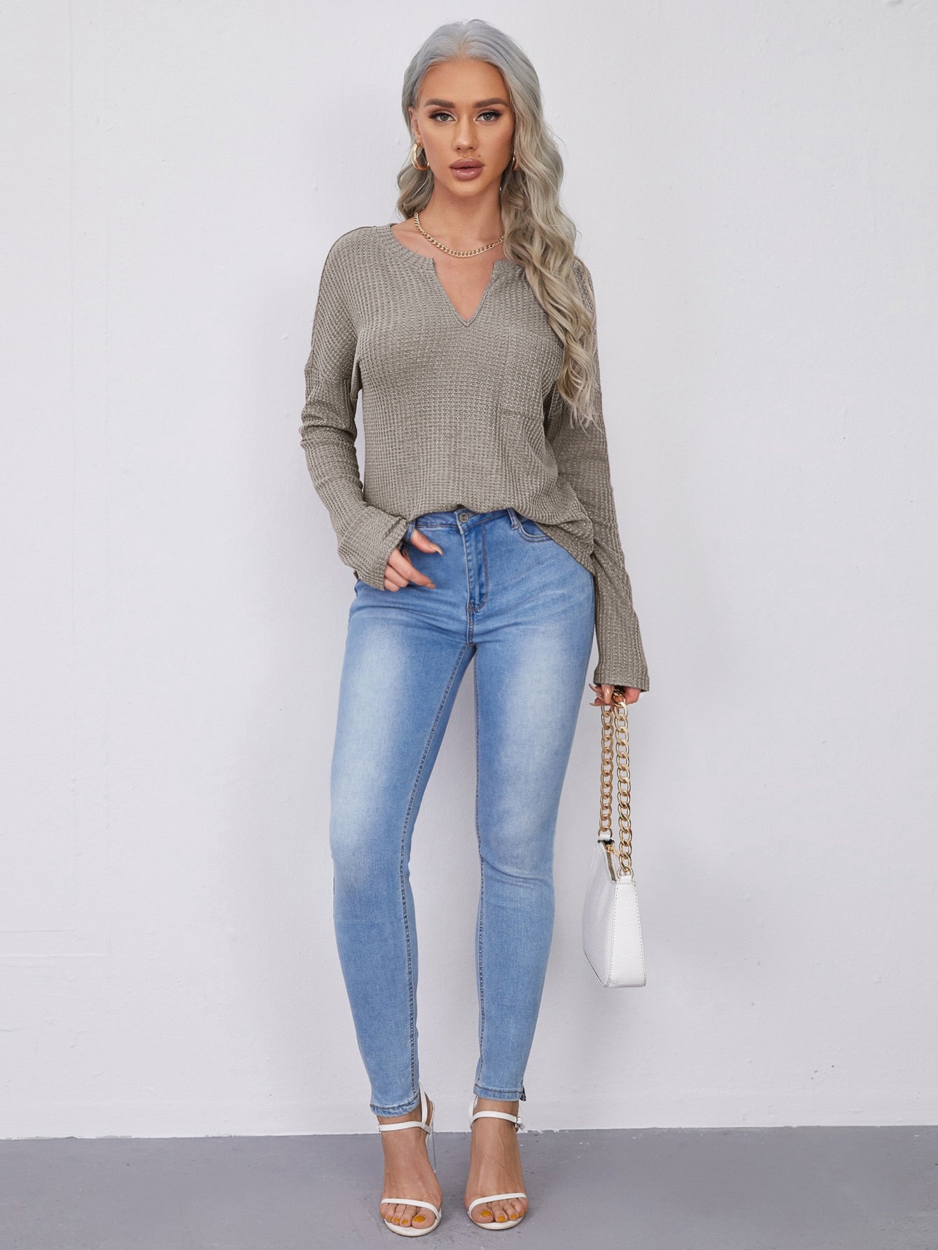 قمصان نسائية الجيب الصاف كاجوال