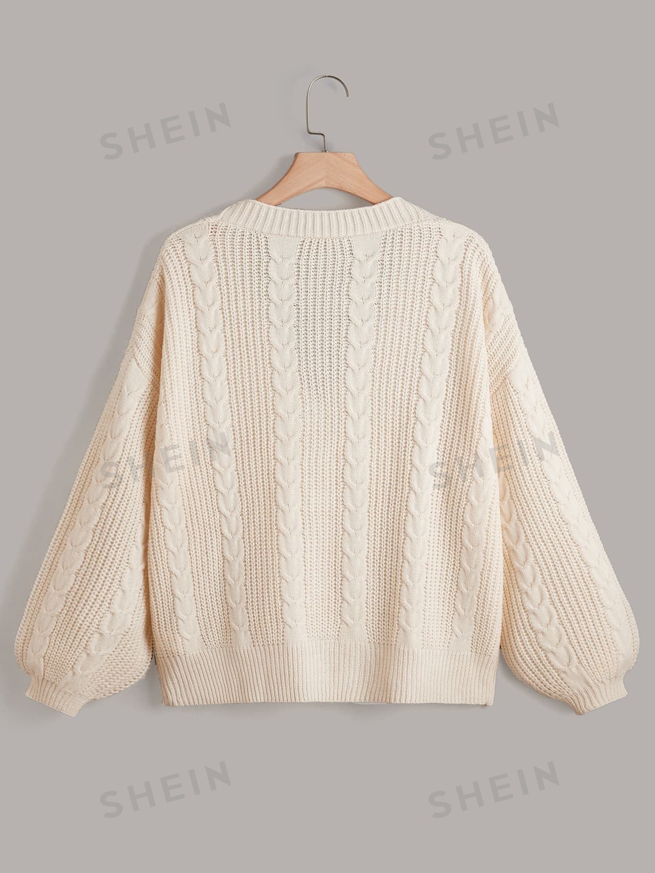 مقاس كبير كارديجان منسوجة بطبقات متقاطعة أكمام فانوس