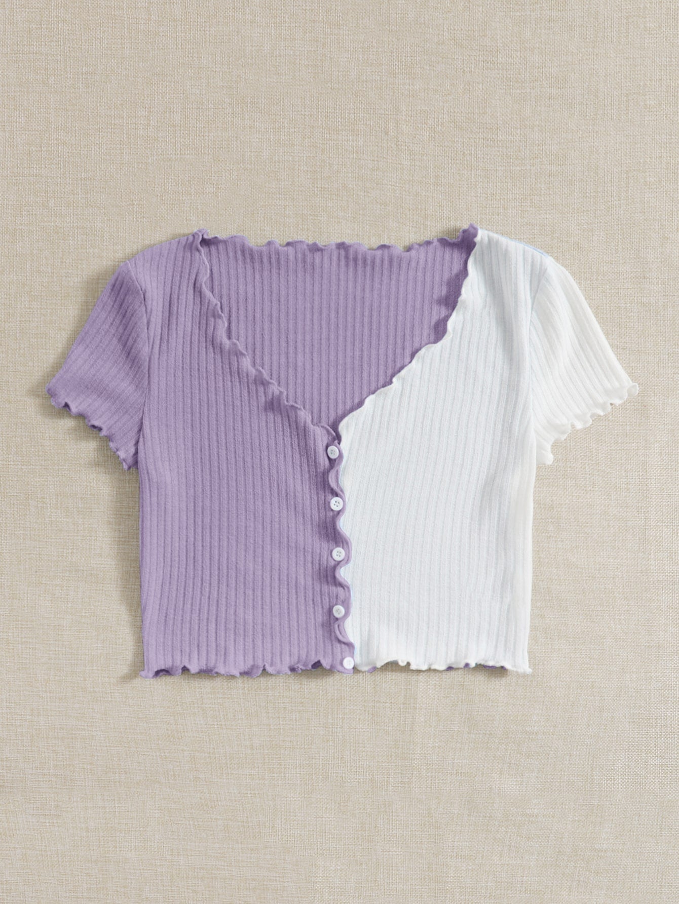 تي شيرت لونين مقلم نمط نبات الخس