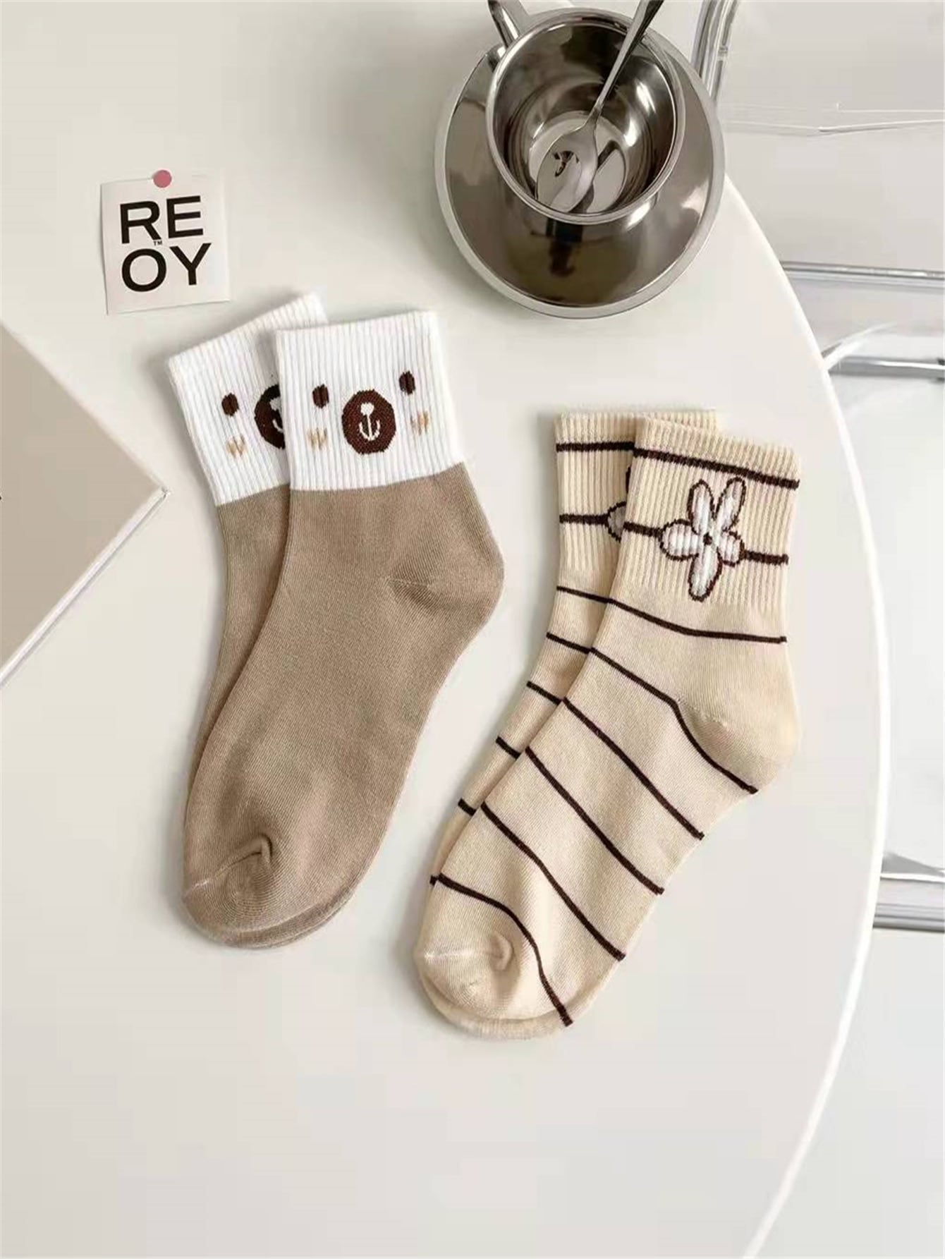 جوارب مجموعة بطباعة زهور - 5 أزواج