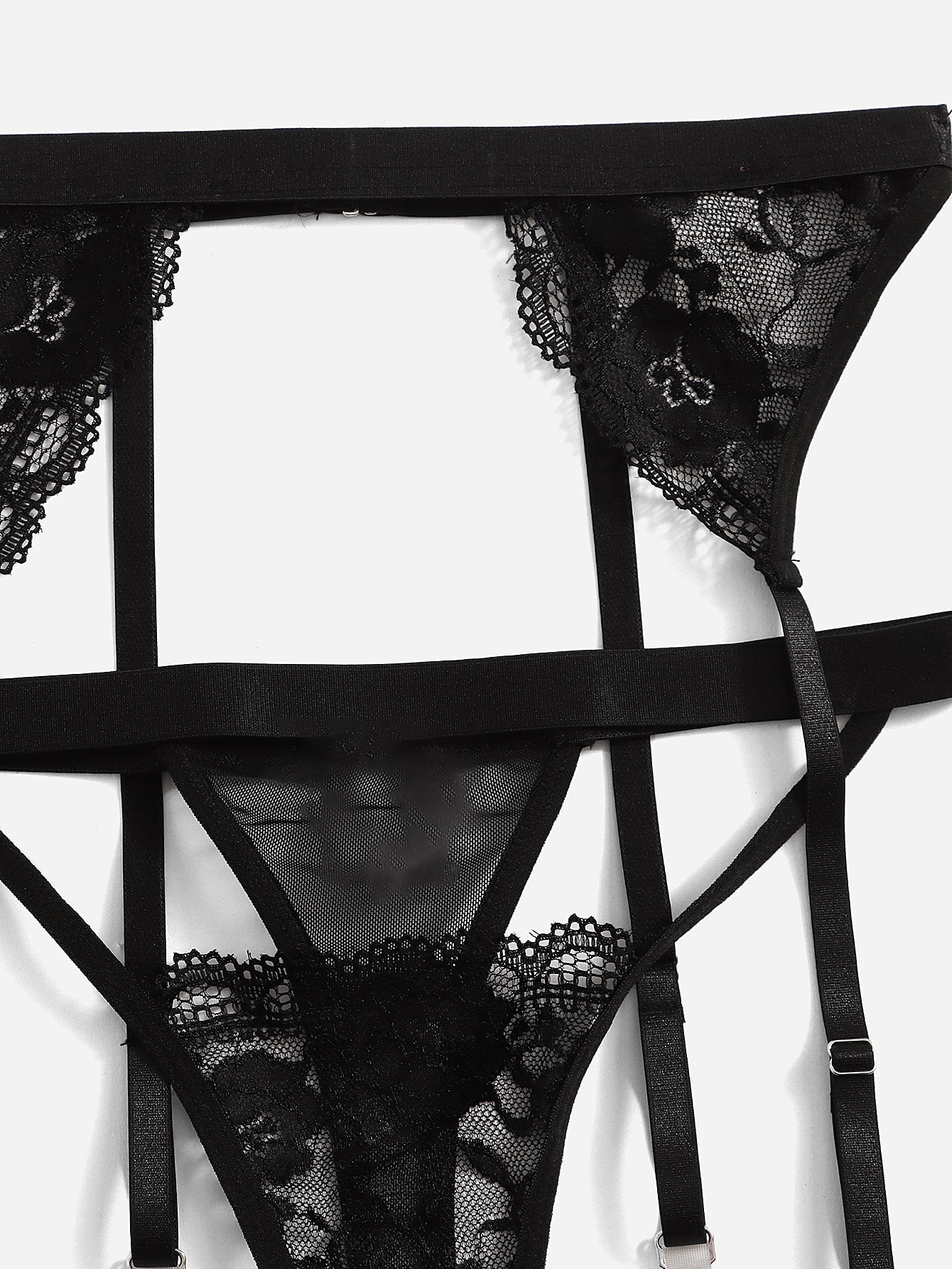 طقم ملابس داخلية دانتيل زهري حلقة معدني ربطة ساق