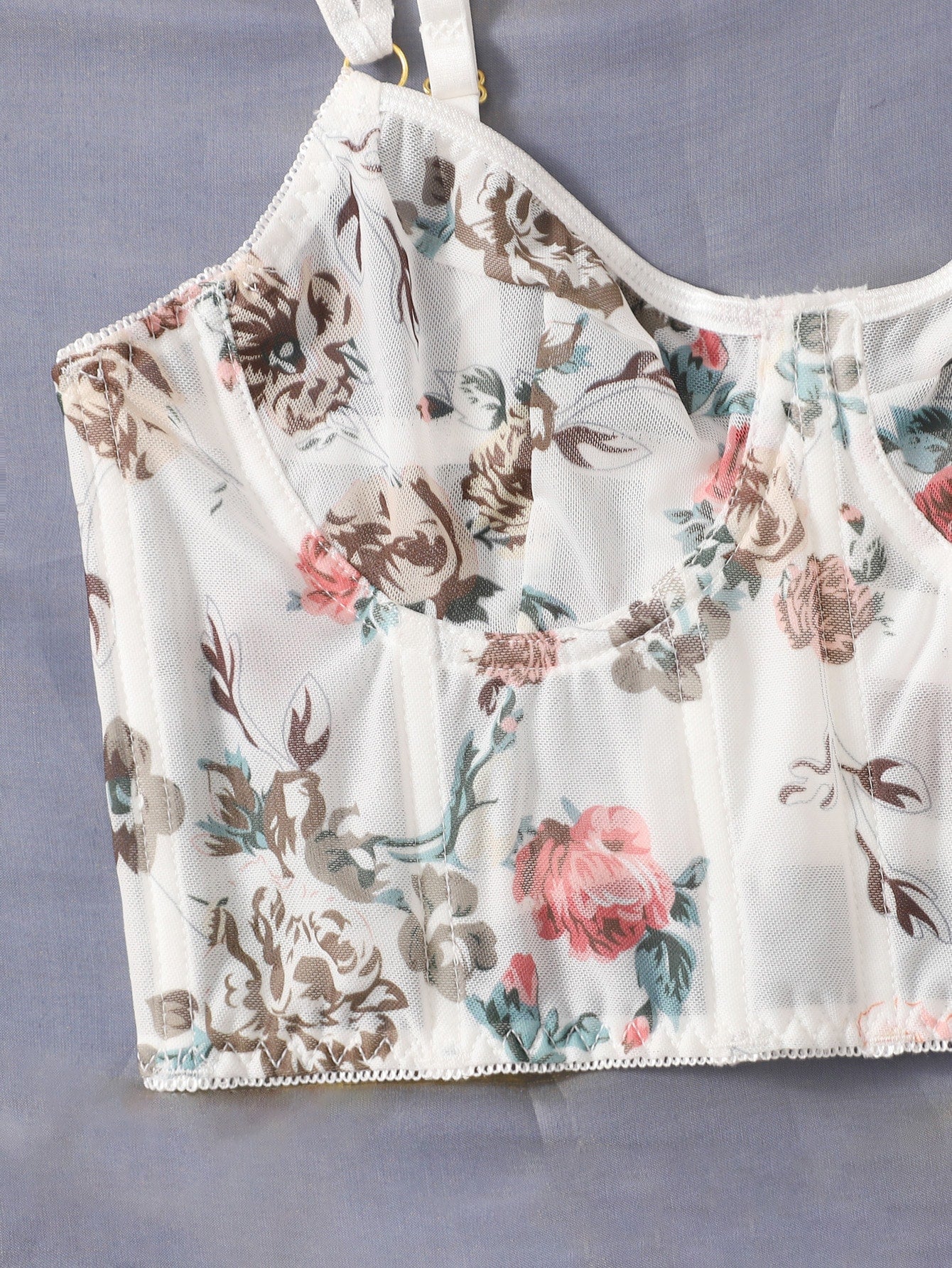 لانجري جذابة نسائية شفاف رسم الزهر رومانسي