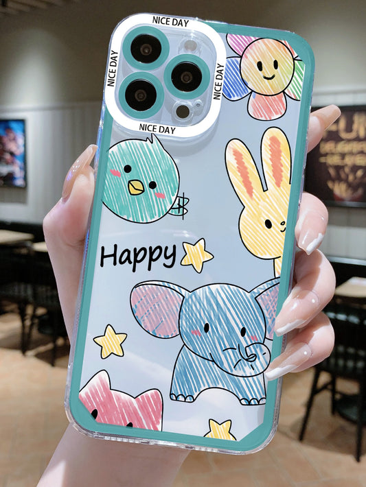 كفر هاتف شفاف حيوانات رسوم كارتون