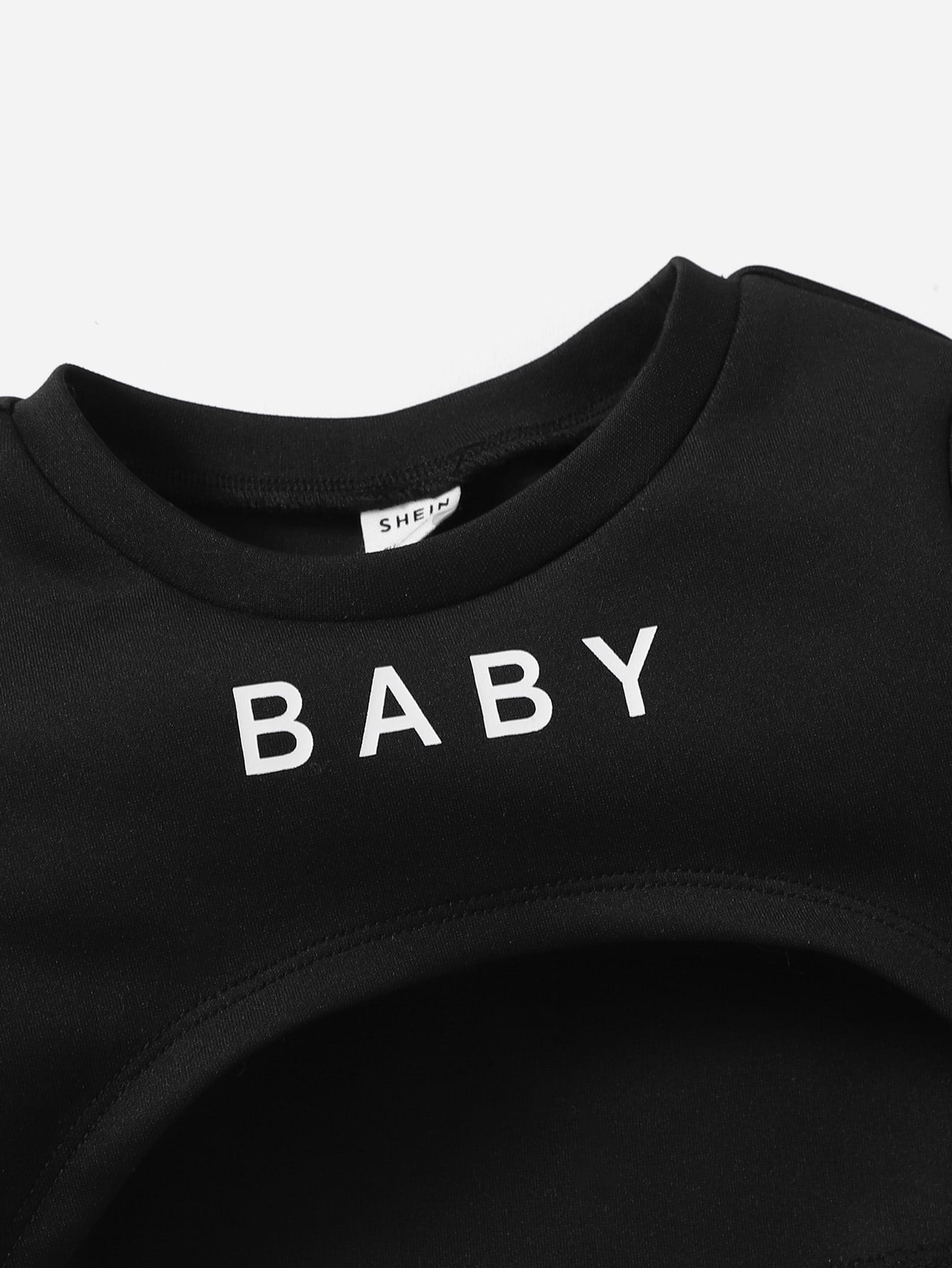 فستان بتصميم بليد و قمم عالية ومنخفضة للطفلة ،عبارة جرافيكية