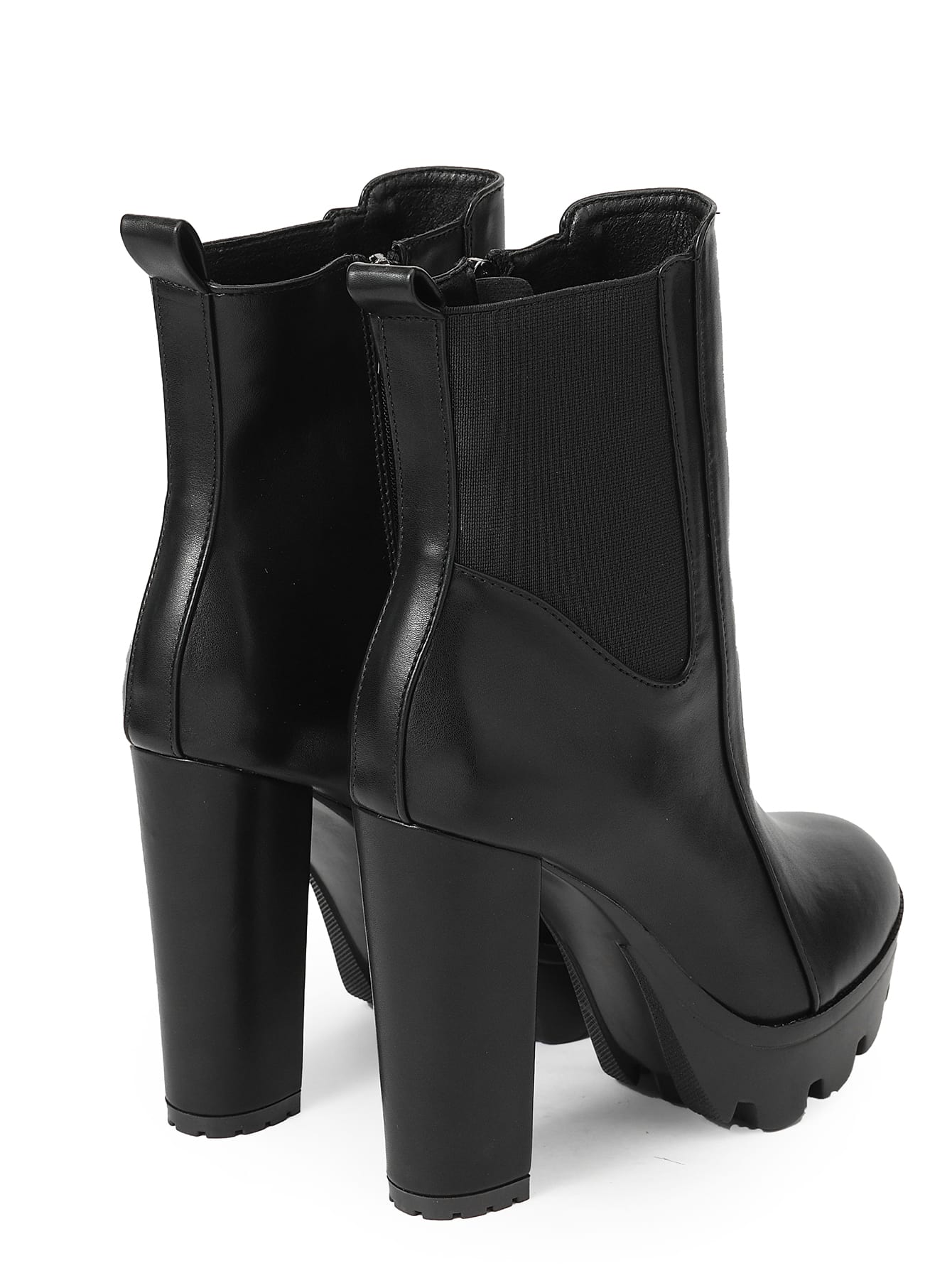 بوت قصيرة ذات كعب كتلي عصري متعدد الاستخدامات بلون أحادي للارتداء اليومي