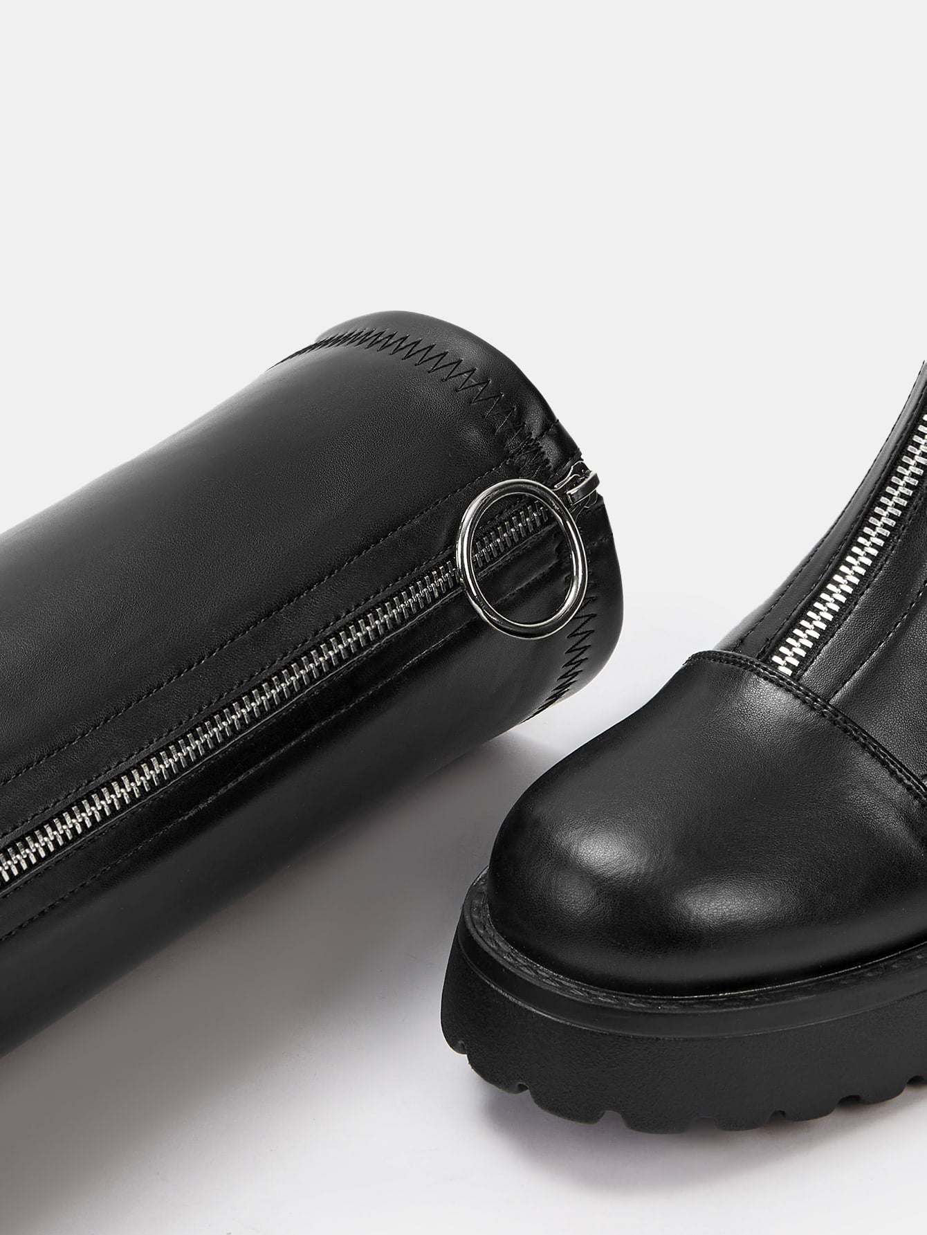 بوت كاحل بسحاب أمامي مزين بحلقات - بوت عطلة جزمة بيع الصيف