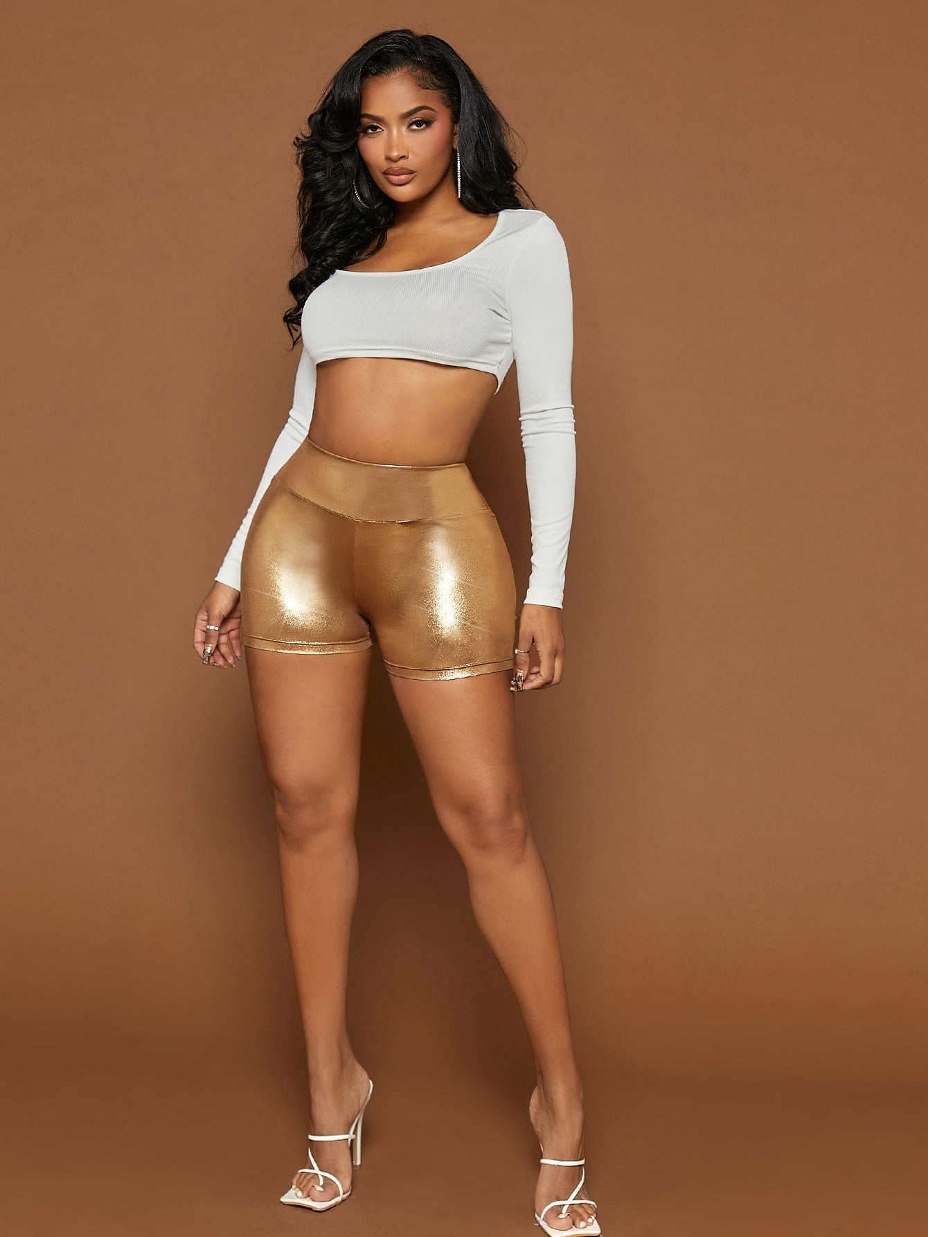 شورت ركوب الدراجات النارية شد الأرداف مجعد منظر جلد