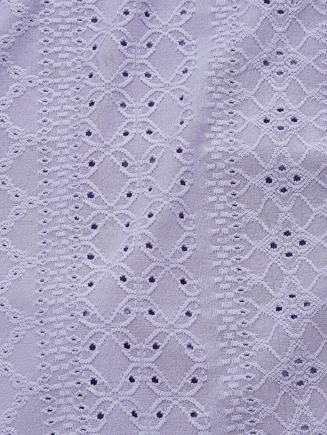 تي شيرت مكشوف الكتف اكمام منتفخة برباط امامي مطرز حلقي مقاس كبير