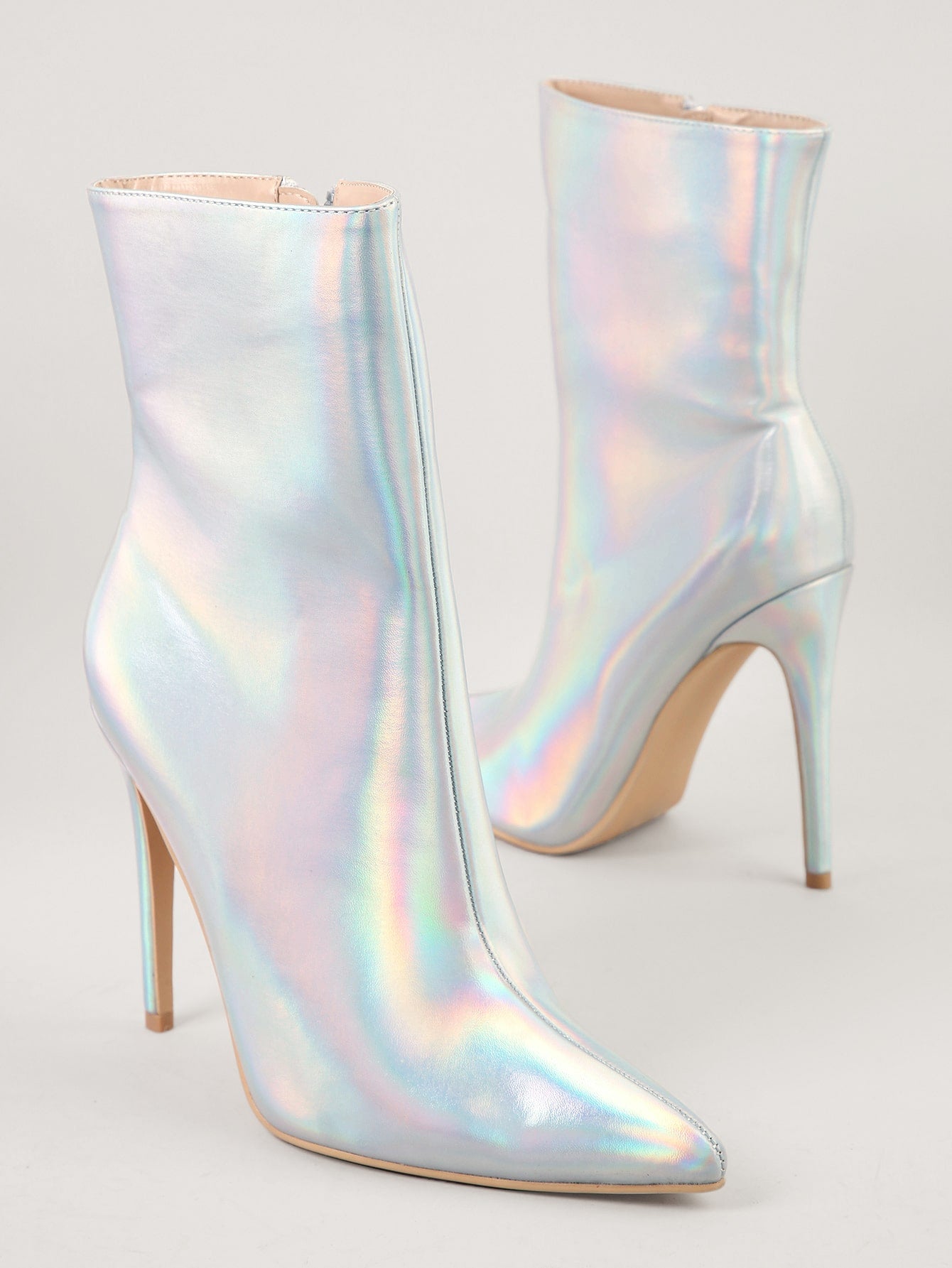 جزمة بوت كاحل ألوان قوس قزح رأس مدببة