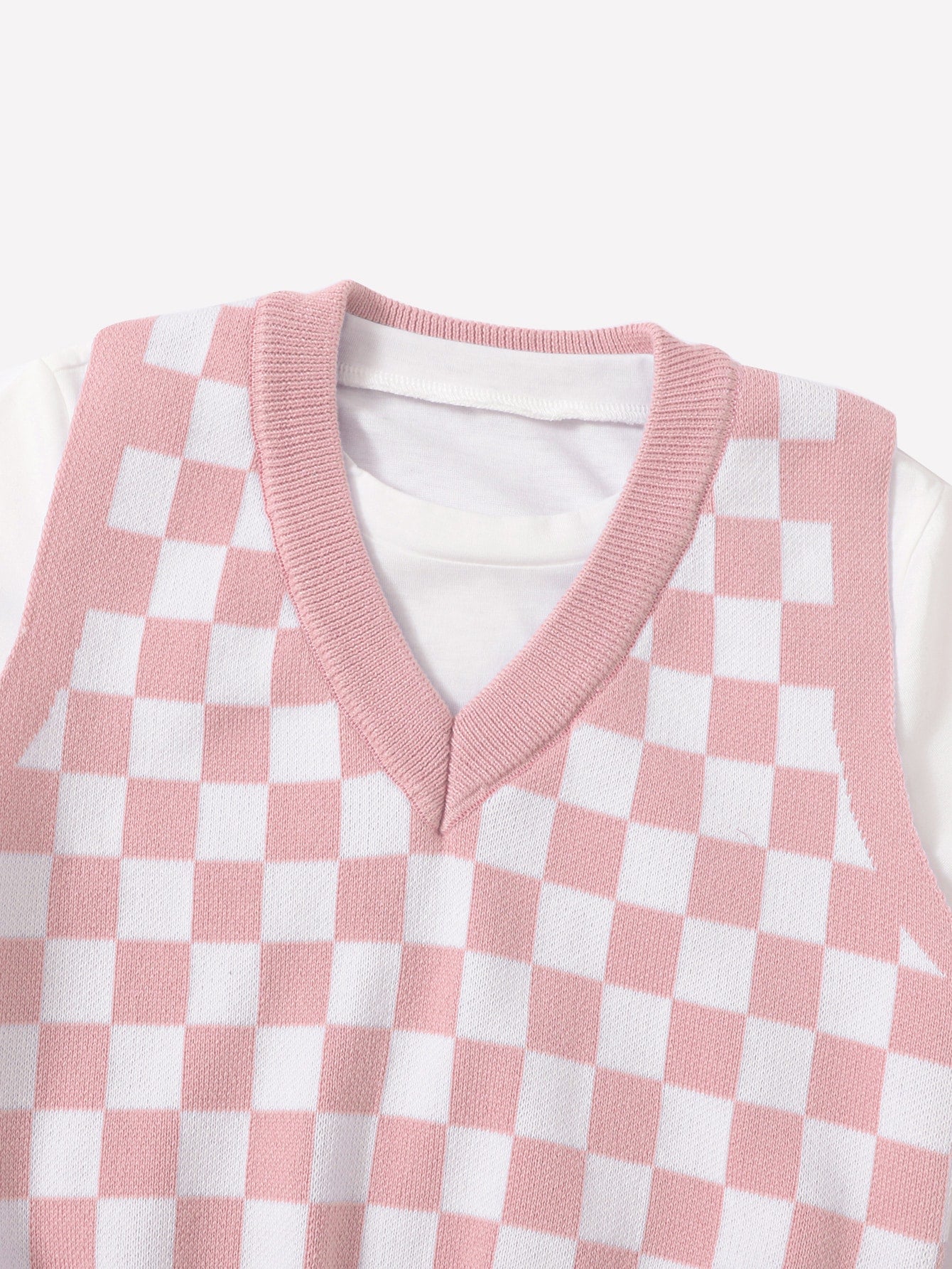 سترة نسائية بطباعة المربعات لفترة النمو المتوسطة بدون تي شيرت