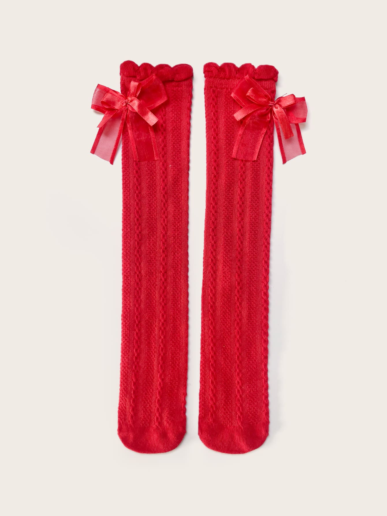 جوارب للركبة مزخرف بعقدة الفراشة للبنات الصغار