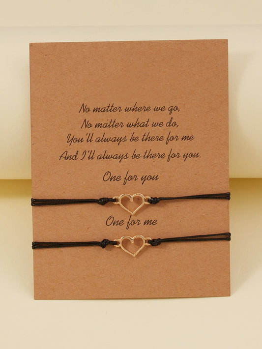 سوار بديكور قلب زوجين 2 قطع