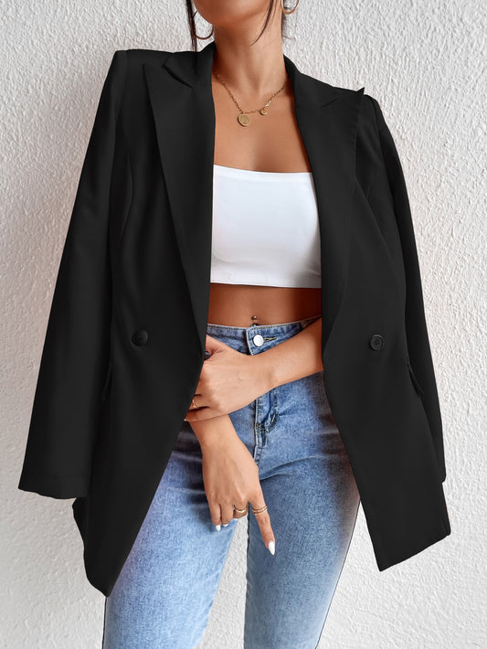 جاكيت أزرار مزدوجة ياقة مطوي مسنن