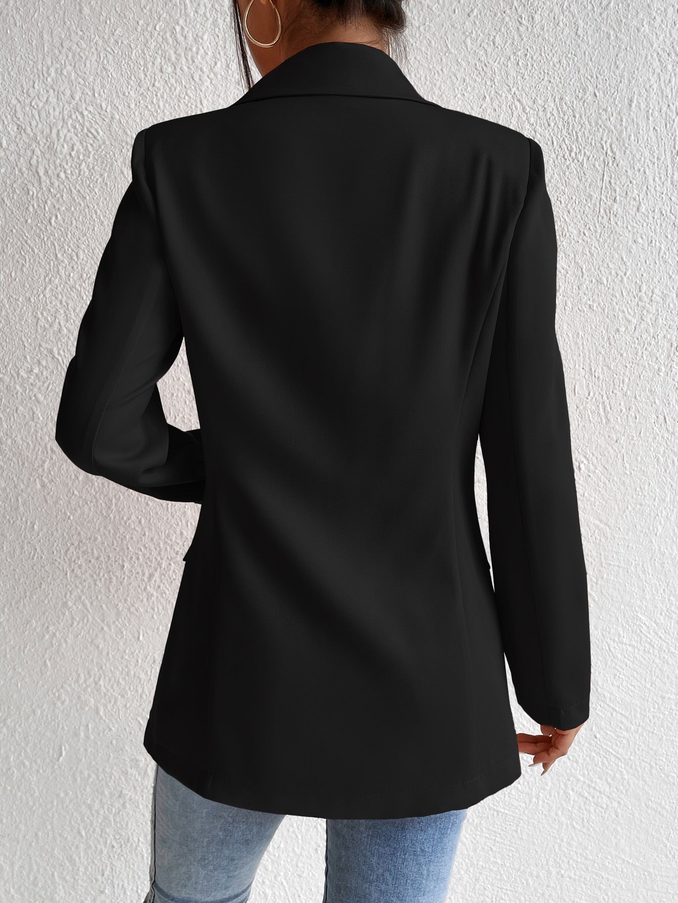 جاكيت أزرار مزدوجة ياقة مطوي مسنن