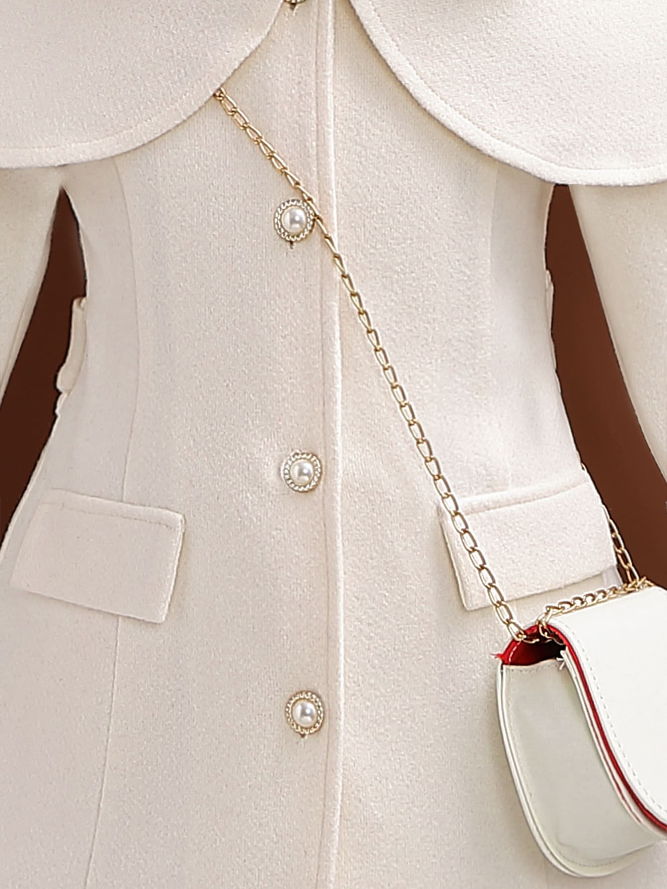 معطف ياقة بورغ بدون حقيبة للبنات الصغار