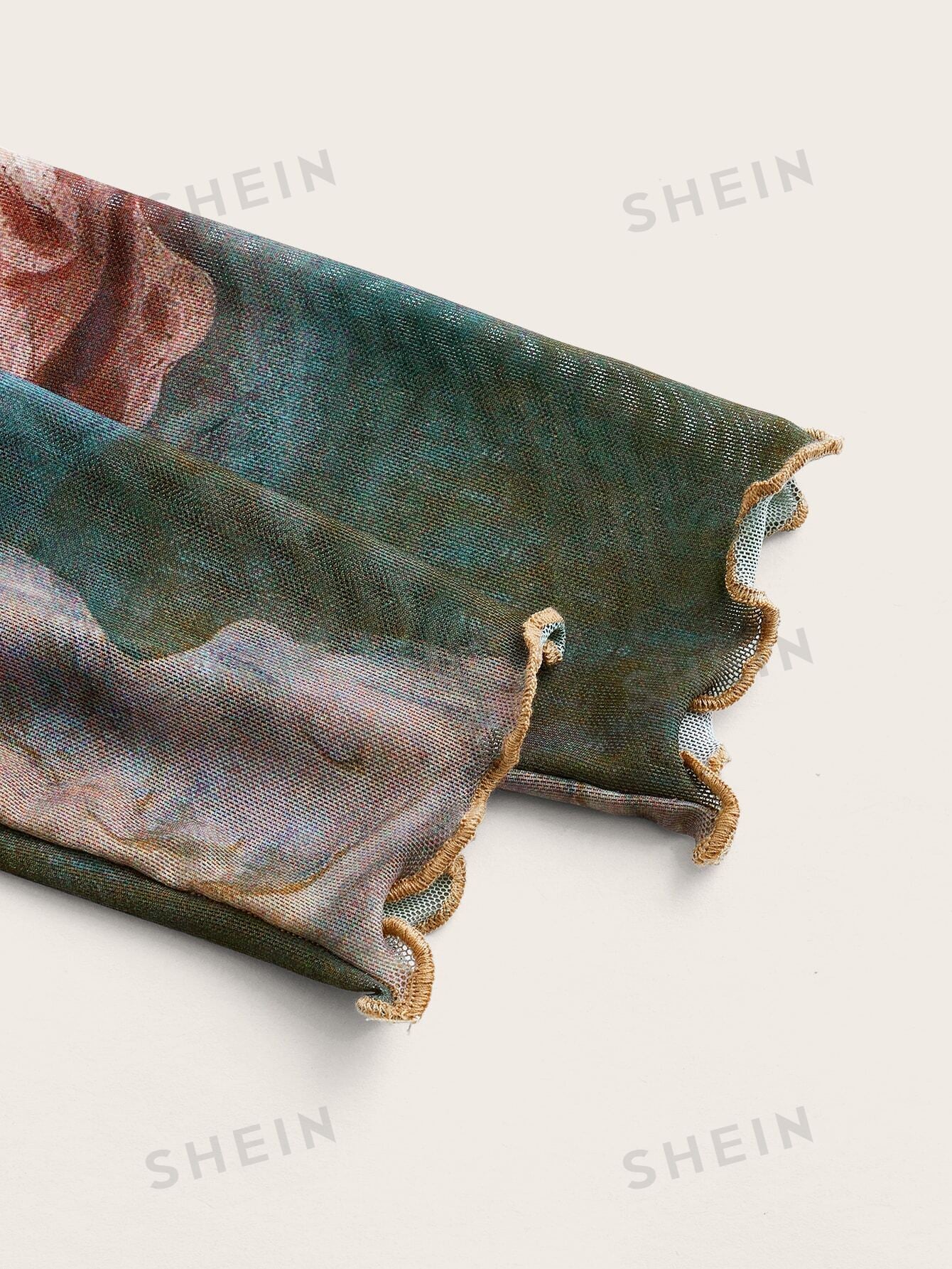 تي شيرت قصير جرافيك شكل مقلم نمط نبات الخس