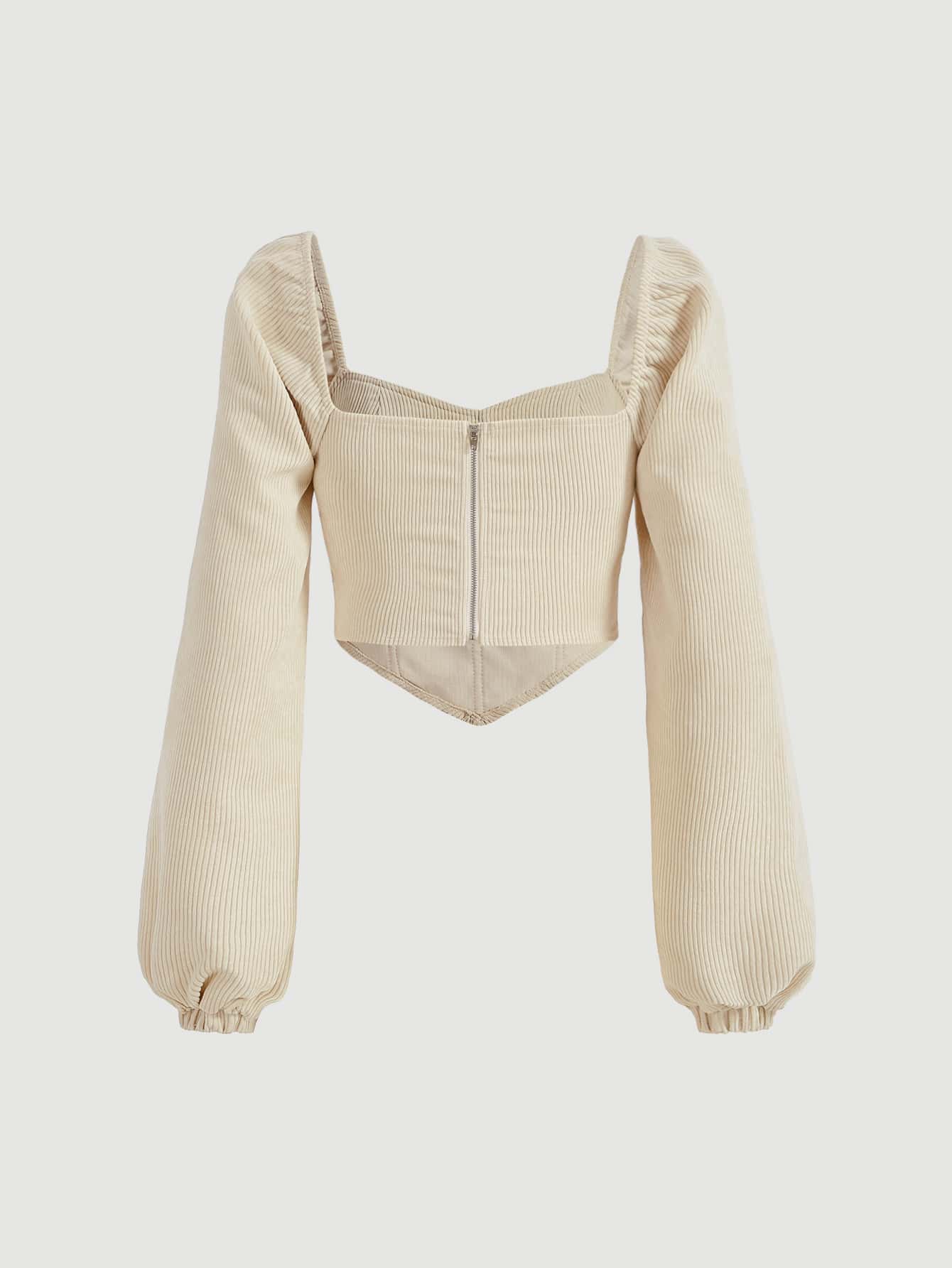 بلوزة قصيرة معقود من الأمام أكمام فانوس هافة باندانا