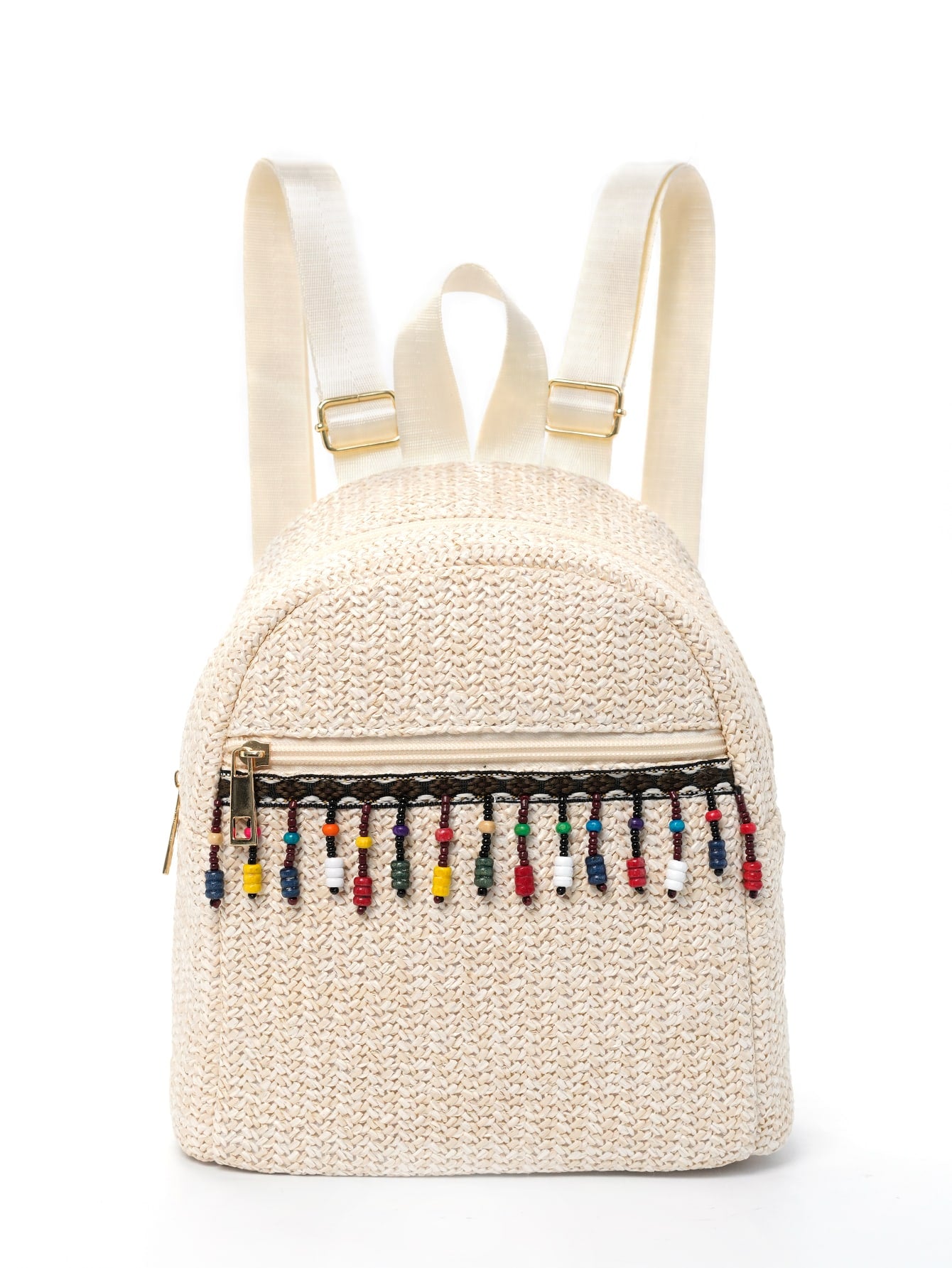 حقيبة قش ميني بديكور خرز