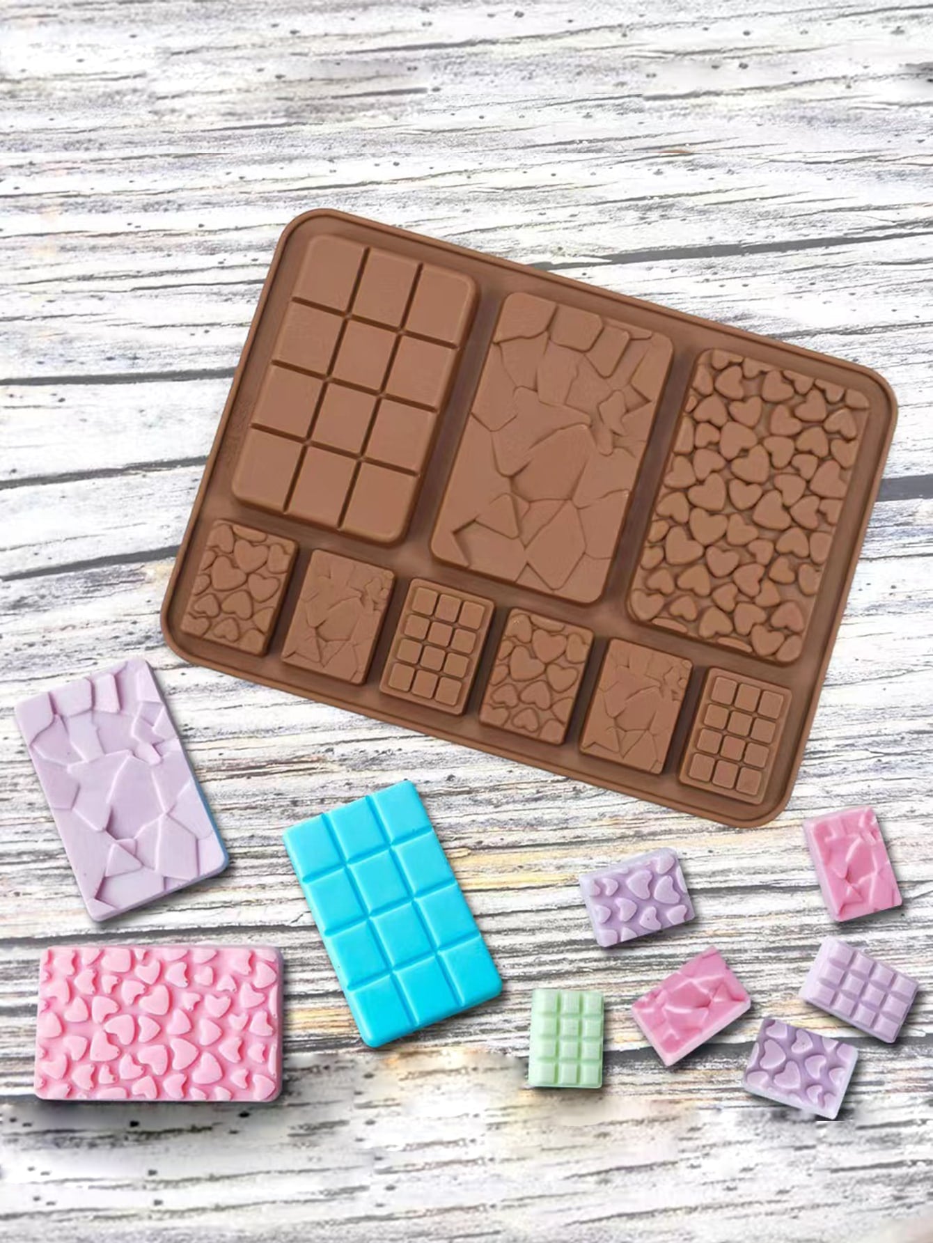 قالب سيليكون بشكل قلب ومربع للرقم 9 قطعة واحدة