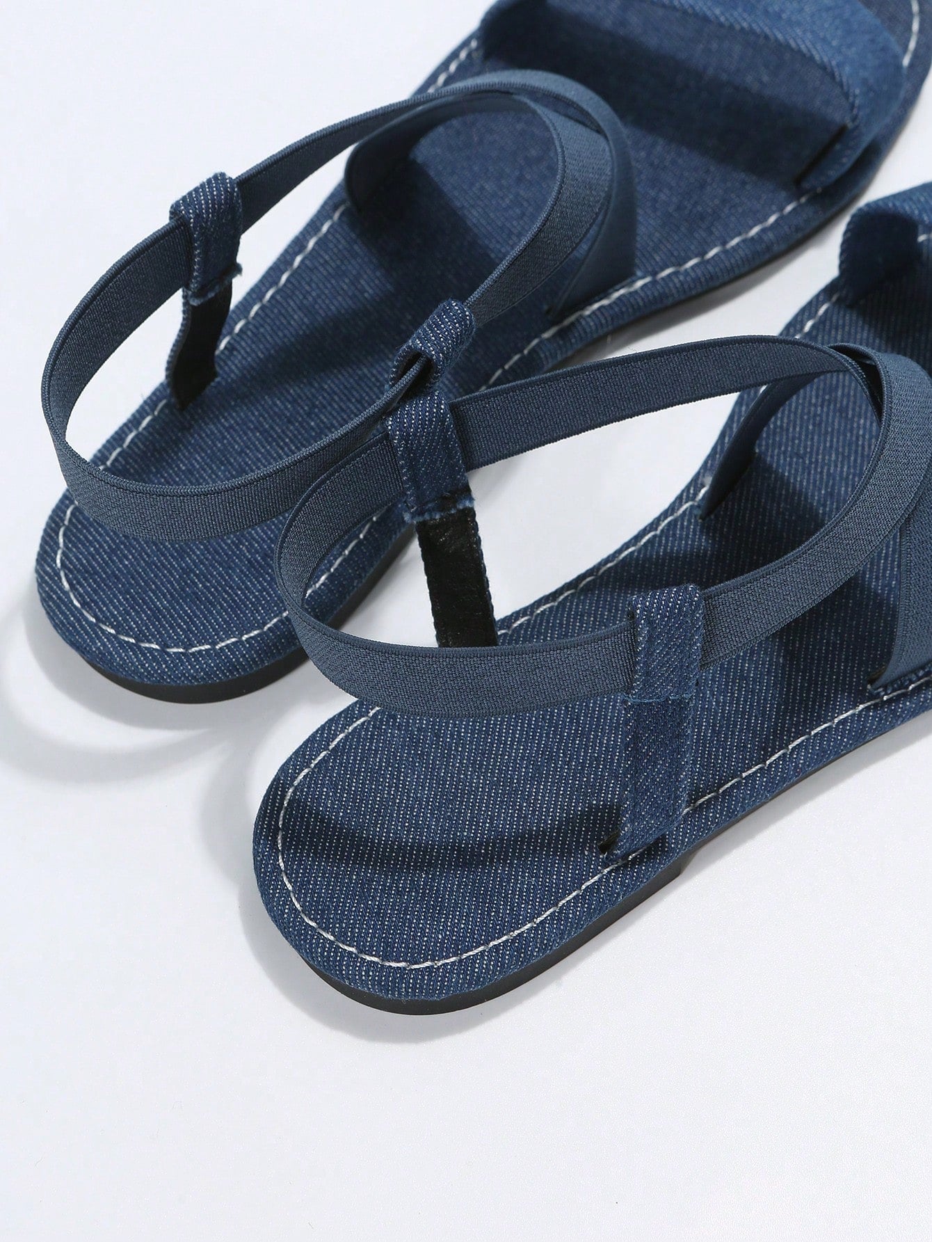 صنادل ومفتوح الوراء أشرطة متقاطعة مسطح الموضة قماش للصيف نساء