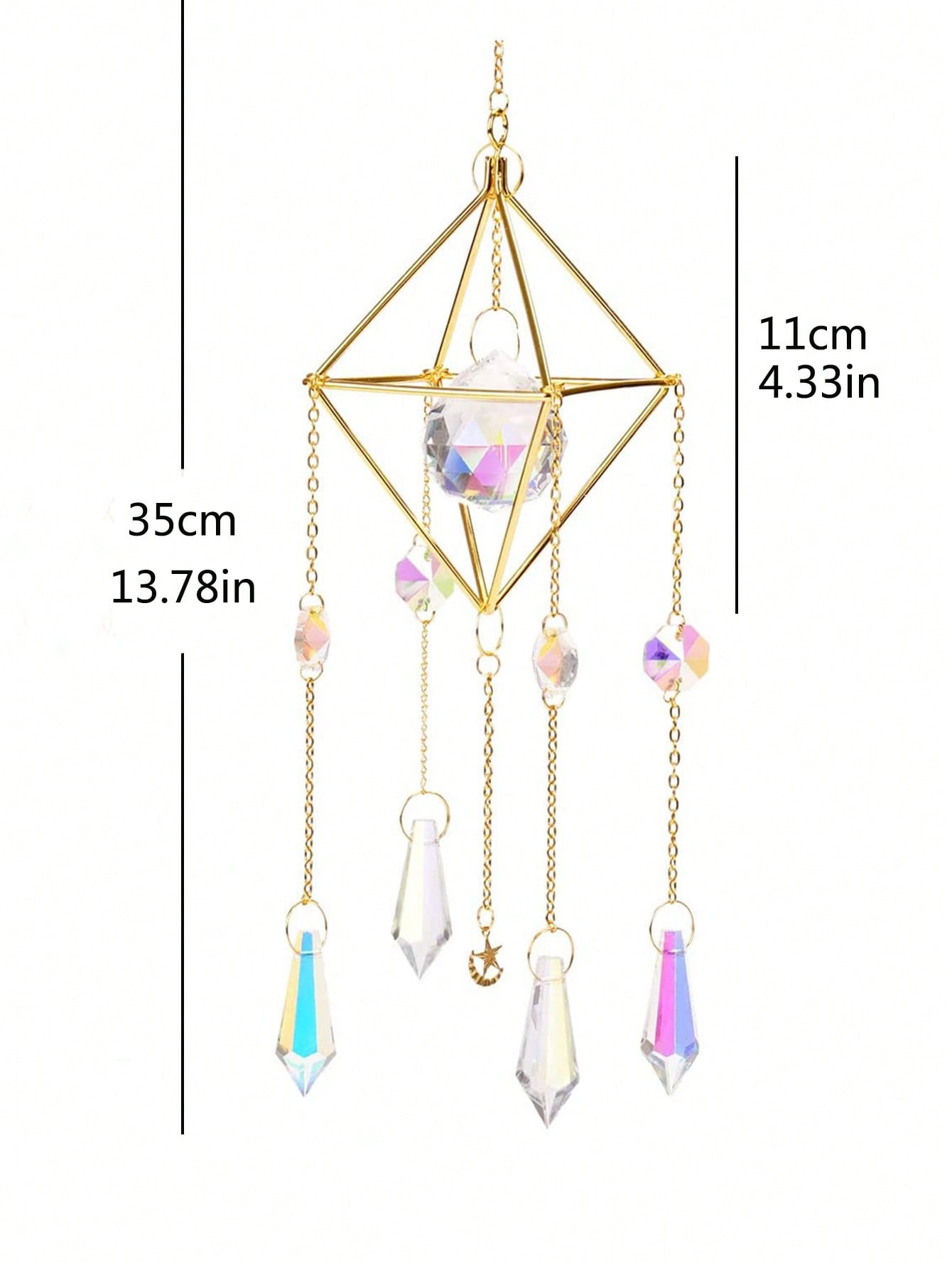 دقات الرياح الكريستالية الاصطناعية ، ديكور هندسي حديث معلق على الحائط لتزيين المنزل في الهواء الطلق