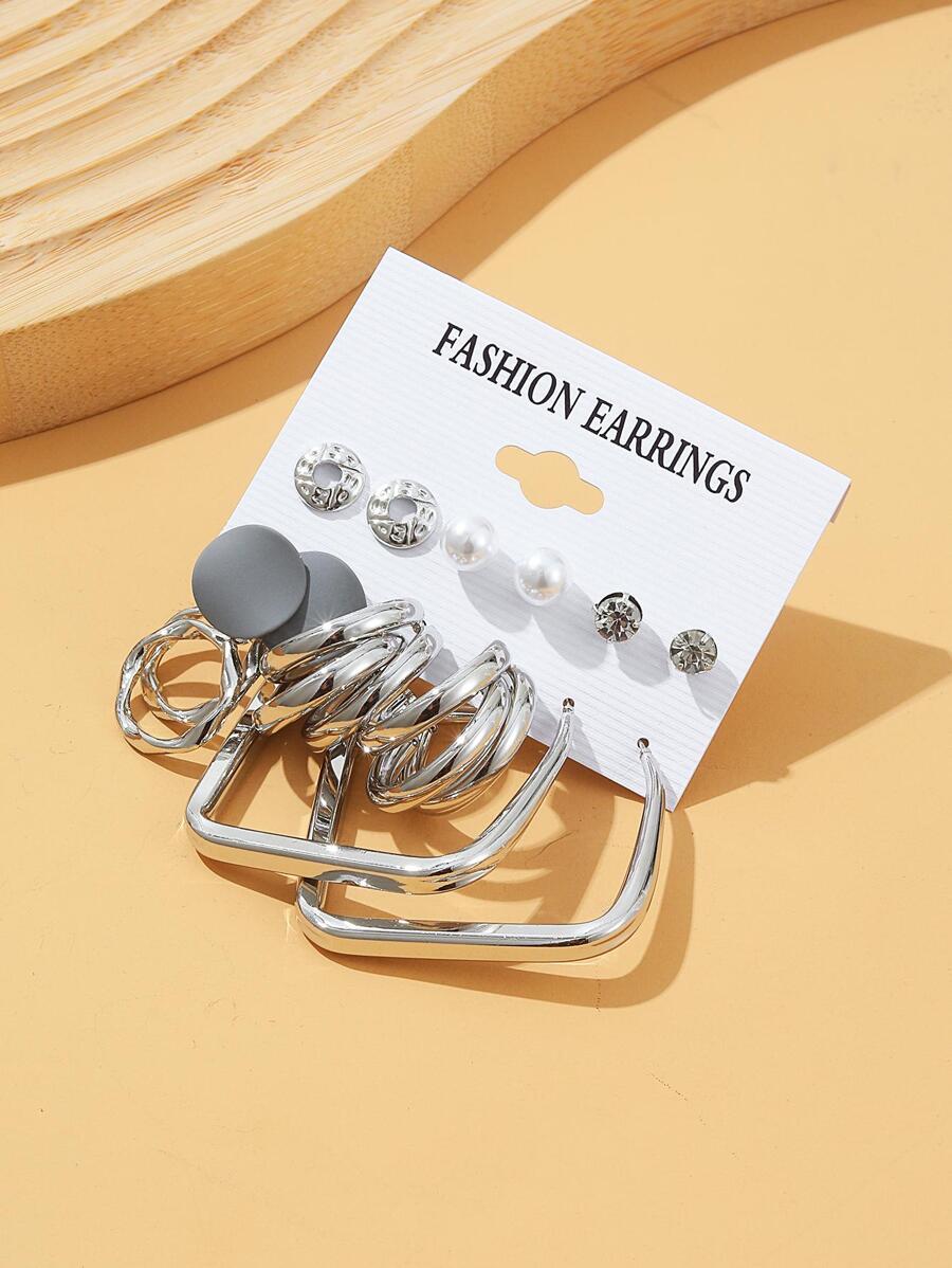 أقراط مزينة بلؤلؤ صناعي 6أزواج/طقم