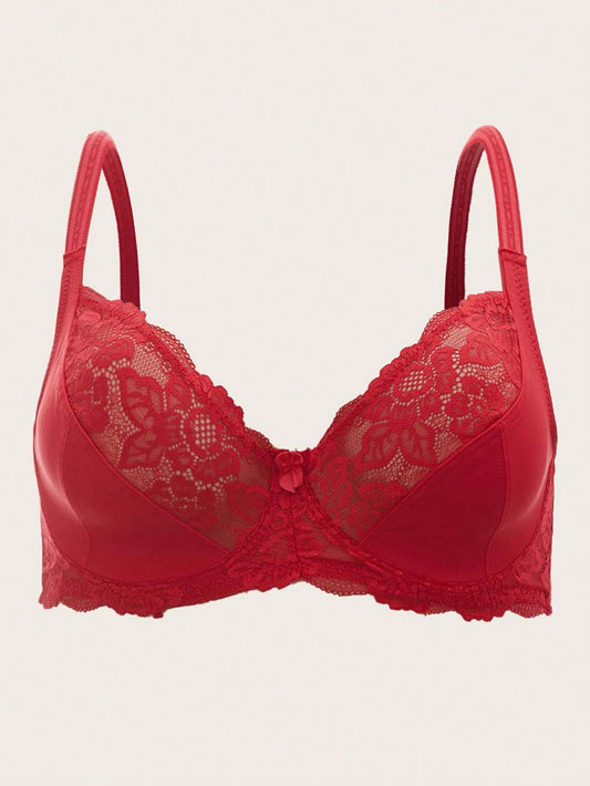 حمالة صدر دانتيل متباين اللون حلقة معدني مقاس كبير