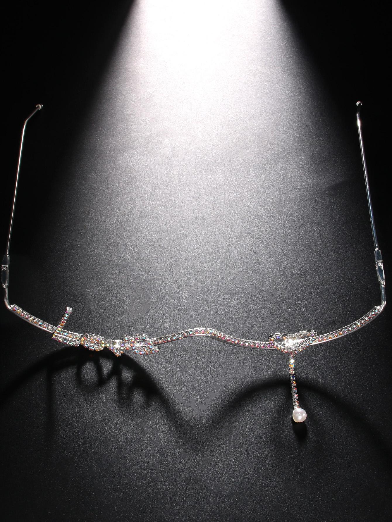 إطار فضة لون حجر الراين Love تصميم نظارات قطعة واحدة