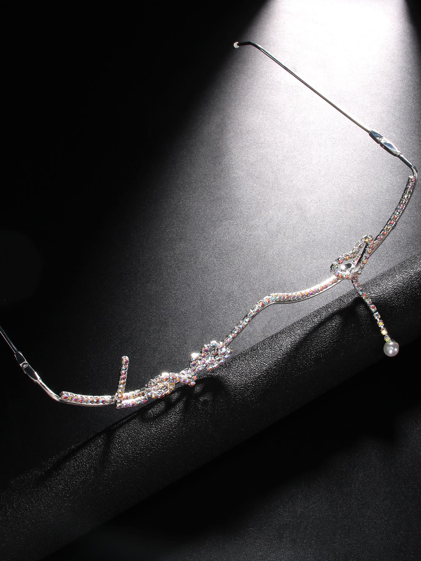 إطار فضة لون حجر الراين Love تصميم نظارات قطعة واحدة