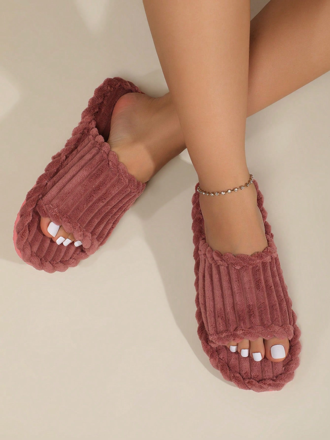 نعال فرائية للنساء للإرتداء بدون ربط، سميكة القاع للاستخدام الداخلي والخارجي،كثيفة وناعمة، أحذية بوت هلالي للخريف/الشتاء