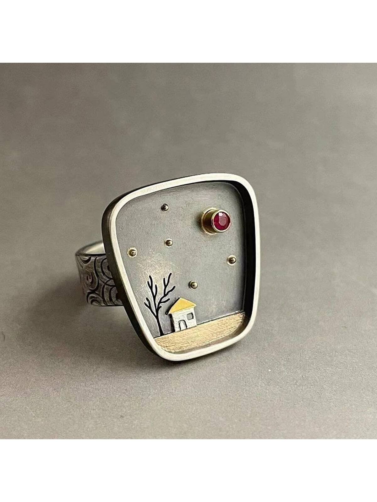 قطعة واحدة مبسط عتيق هندسي الكتابة على الجدران زهرة منزل & تصميم شجرة خاتم فسيفساء مع حجر الراين