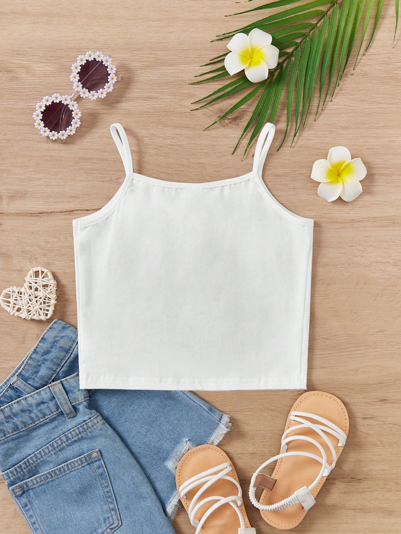 قميص الكاميس البناتي للمراهقات بألوان صلبة وبدون أكمام مع حمالات