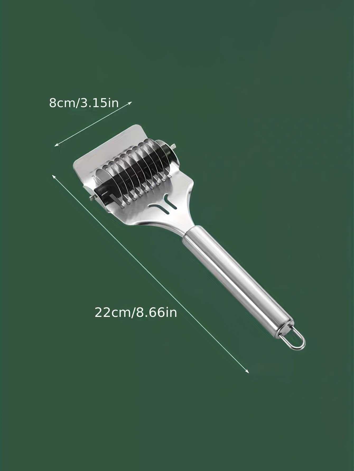 جهاز صنع المعكرونة اليدوي الفولاذي المقاوم للصدأ بعجلة دوارة ، قاطع معكرونة منزلي