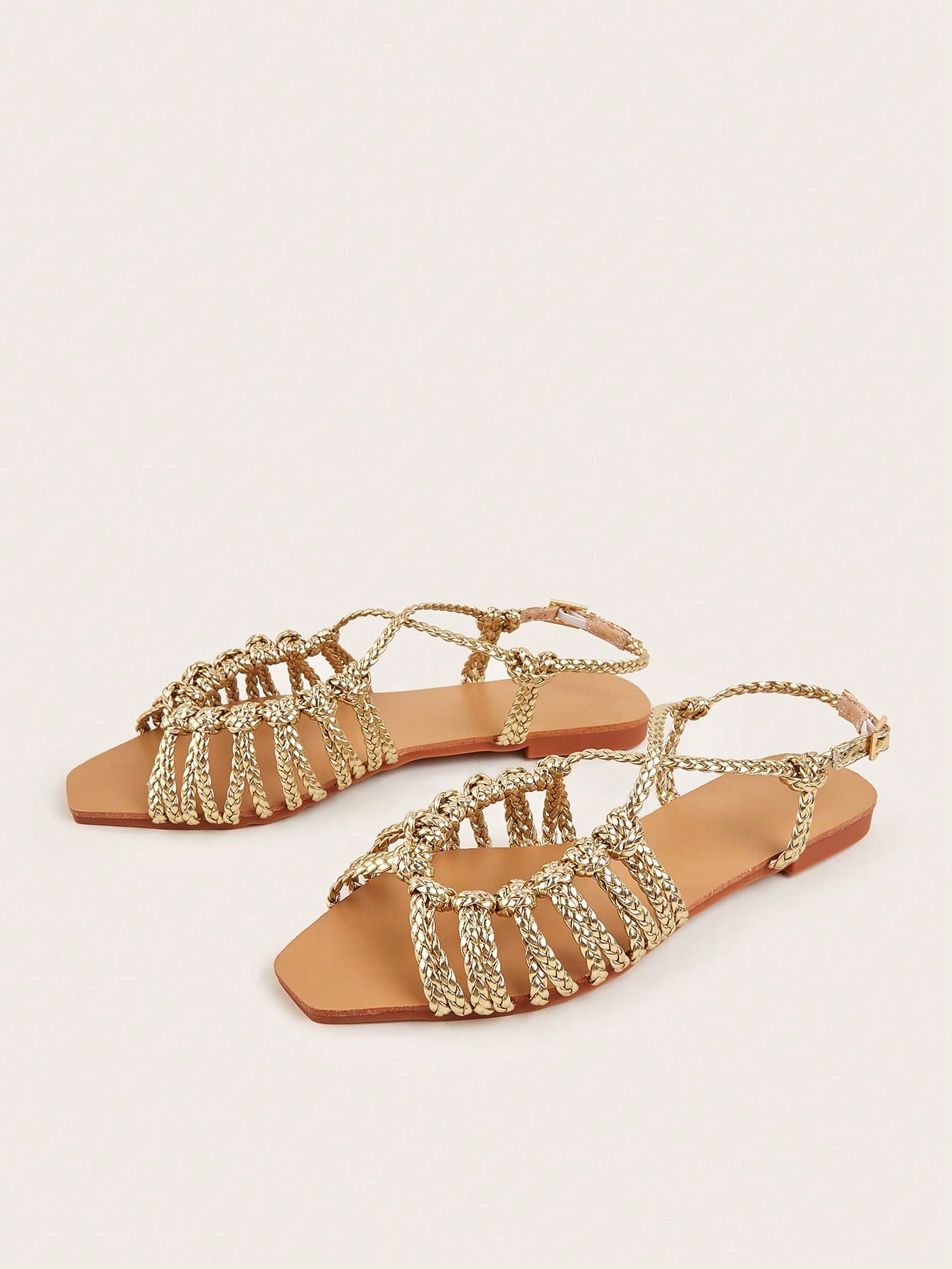 عطلة الذهبي صنادل للنساء , ميتالك بتفاصيل منسوج صنادل ومفتوح الوراء