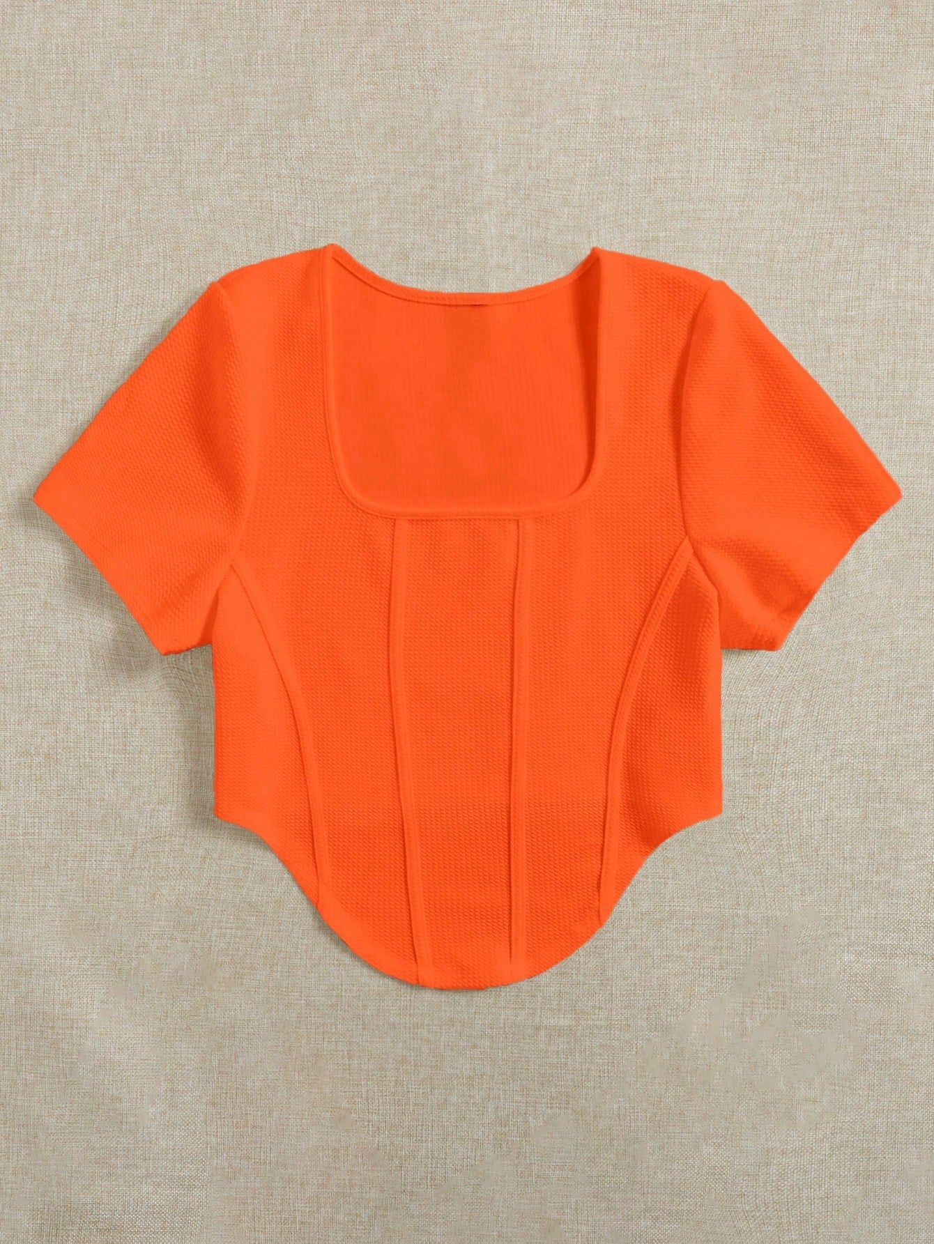 تي شيرت ياقة مربع حافة غير متماثل مقاس كبير