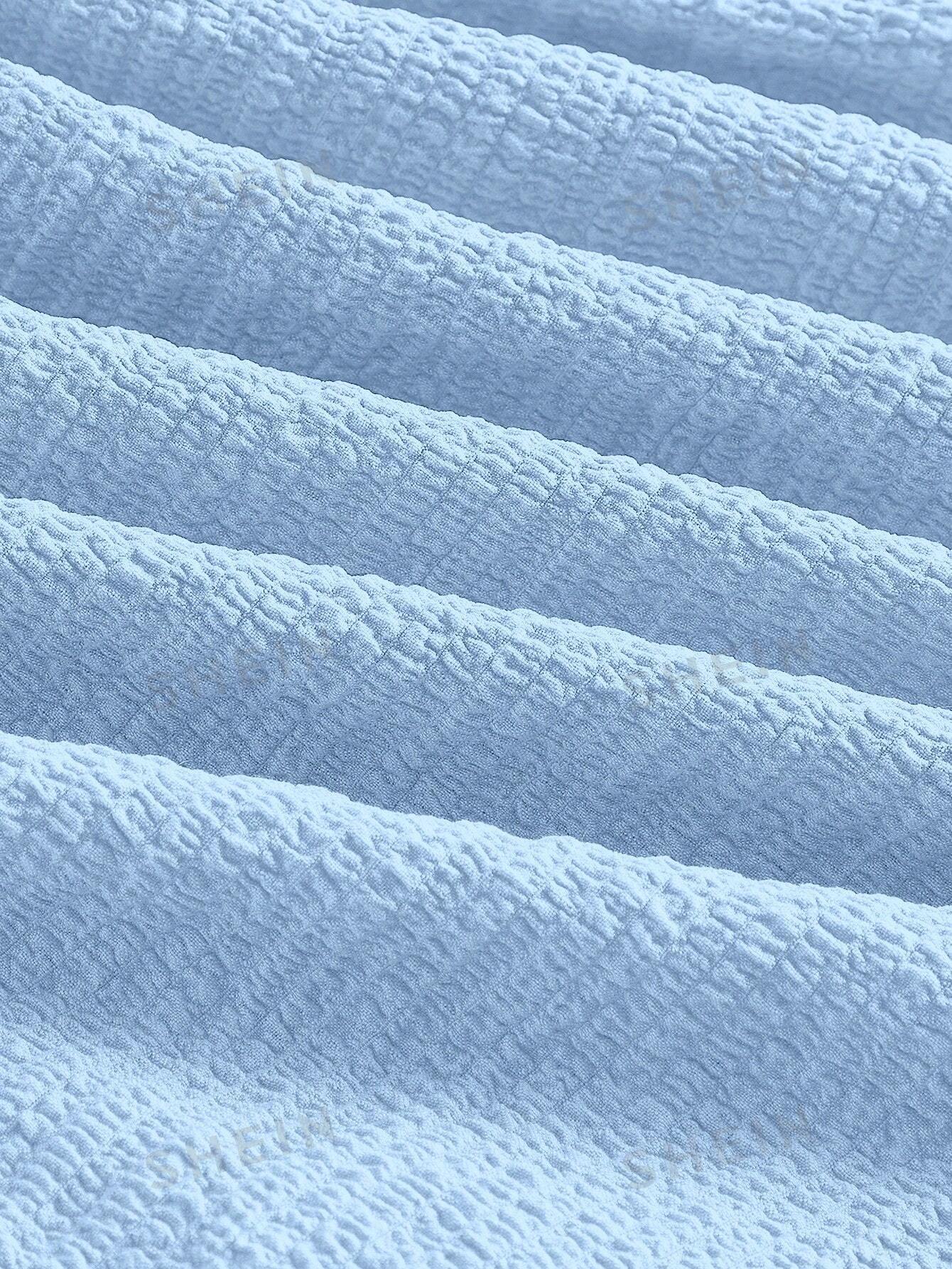 فستان كامي موحدة اللون طية صدر بربطة كتف حافة مكشكشة