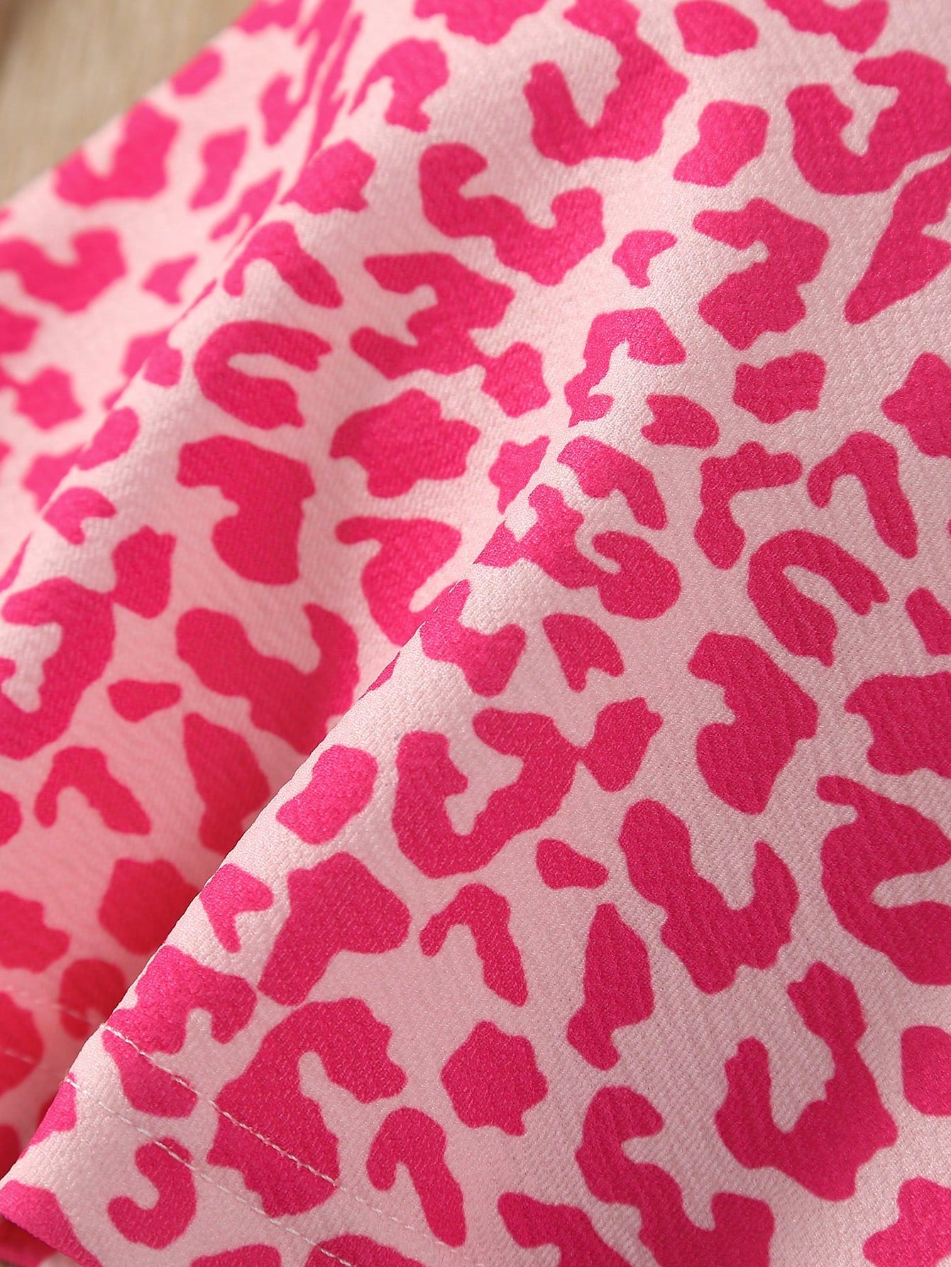 للبنات الاطفال طباعة الفهد لباس علوي مطوي الثنايا & بنطلون بساق واسع