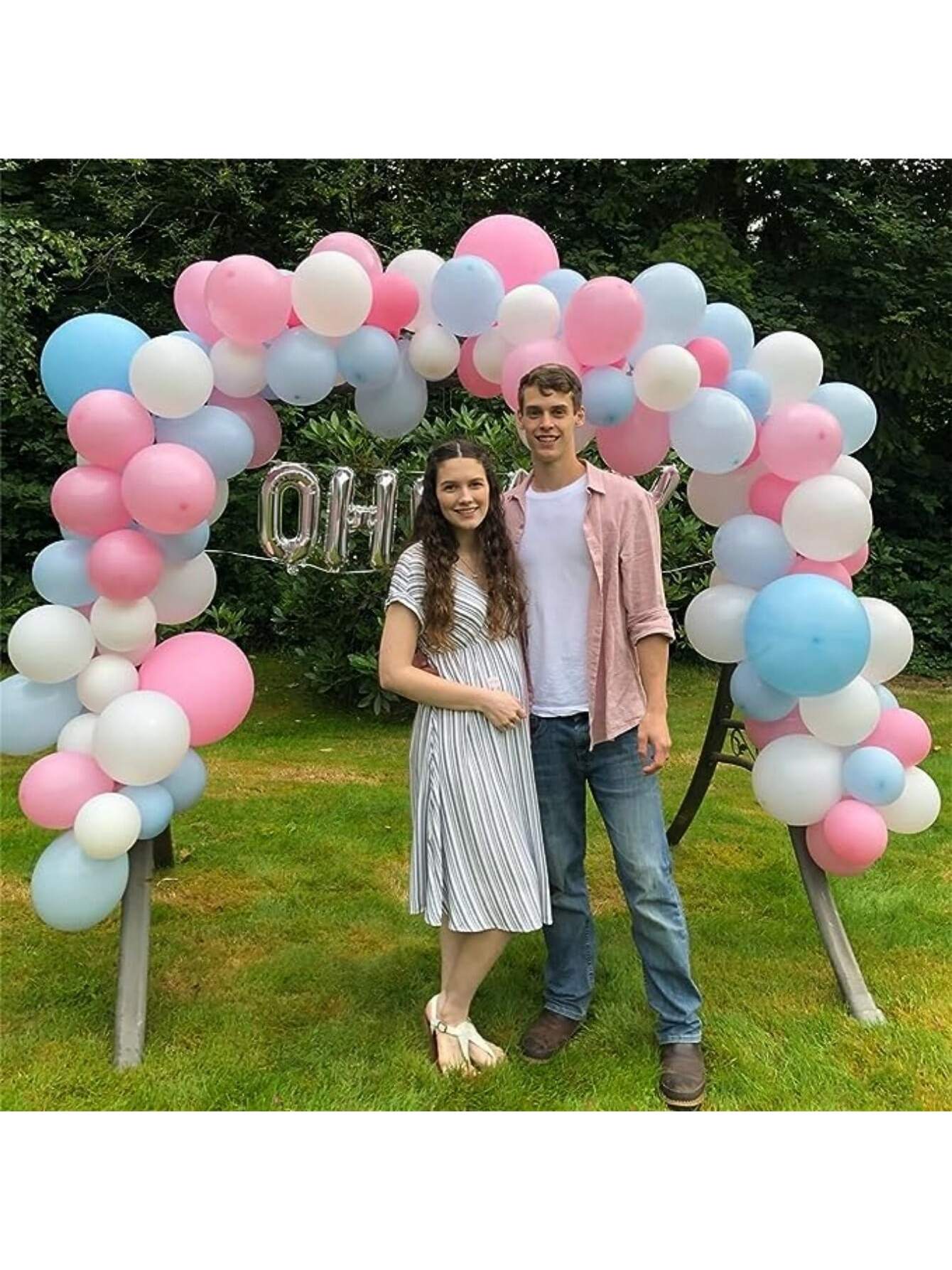 مجموعة بالونات وردية وزرقاء وبيضاء عبارة عن 30 قطعة بالون لاتكس بألوان باستيل وردية وزرقاء وبيضاء