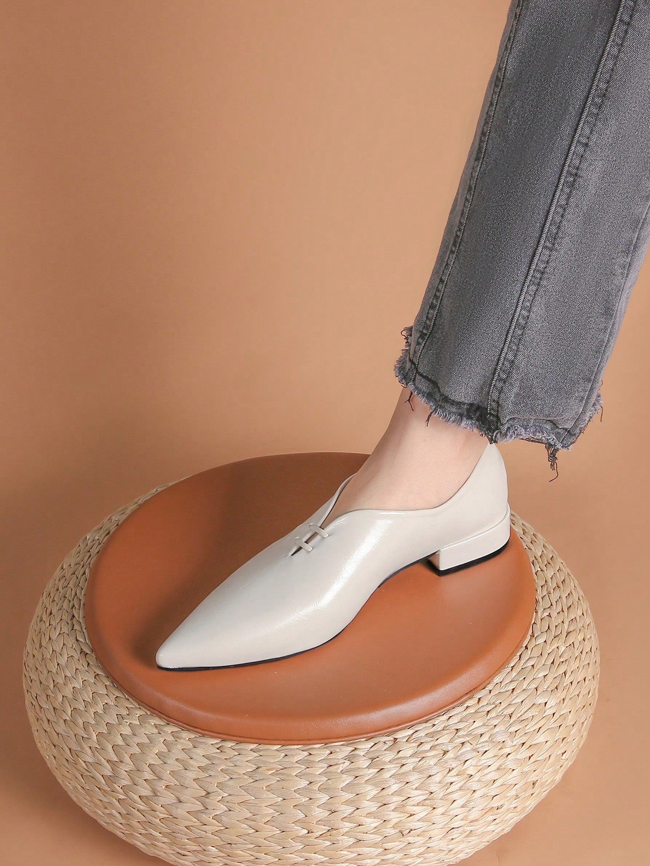 أحذية مسطحة للنساء أسلوب أساسي و مريح أبيض اصبع مدبب