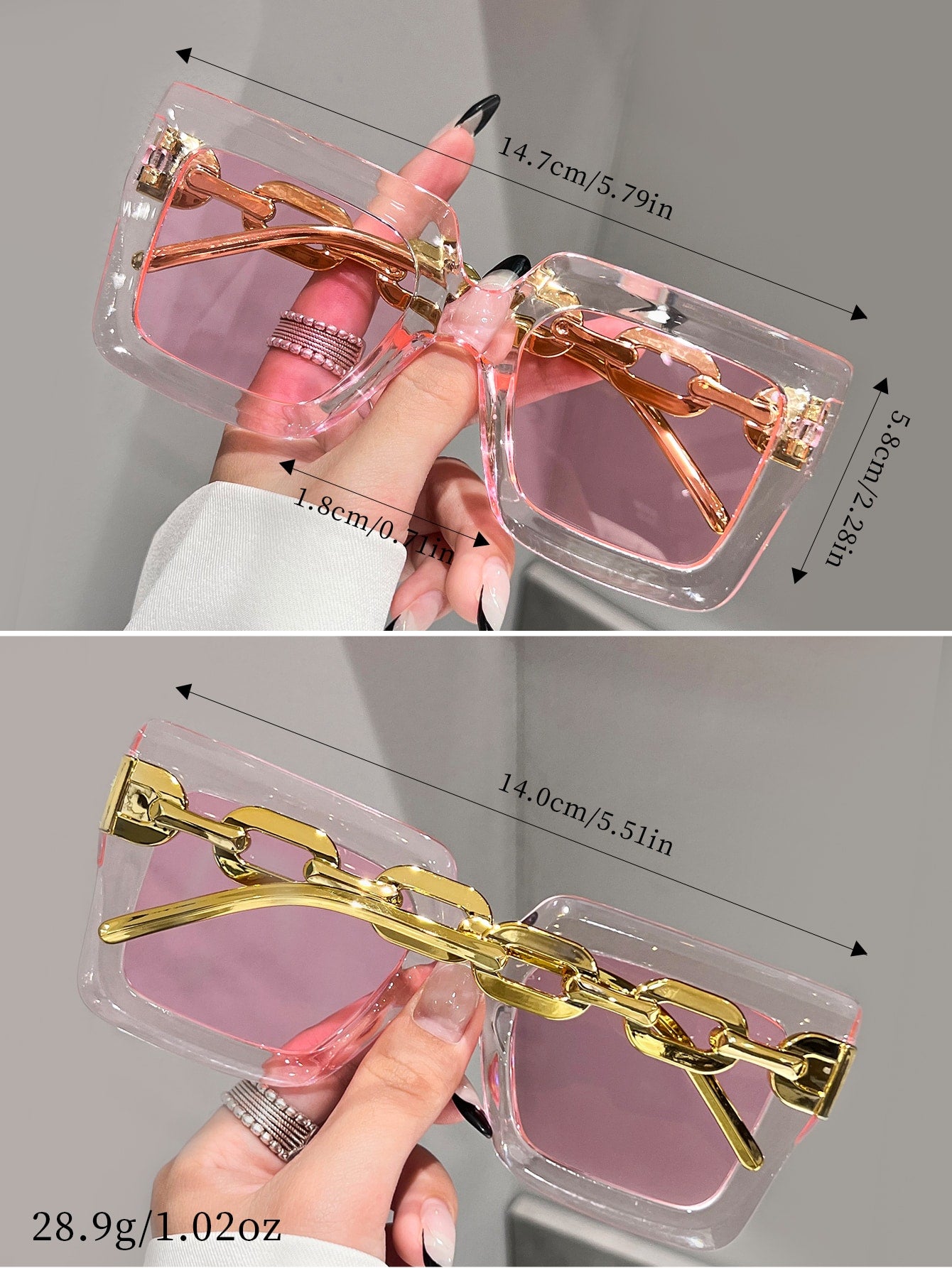 زوج من النظارات الشمسية ذات الإطار المربع الأنيق كاكسسوار للشاطئ للنساء