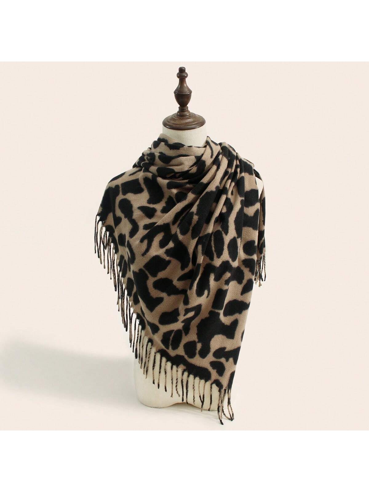 شال وشاح للنساء مطبوعة طويل شراشيب دافئ