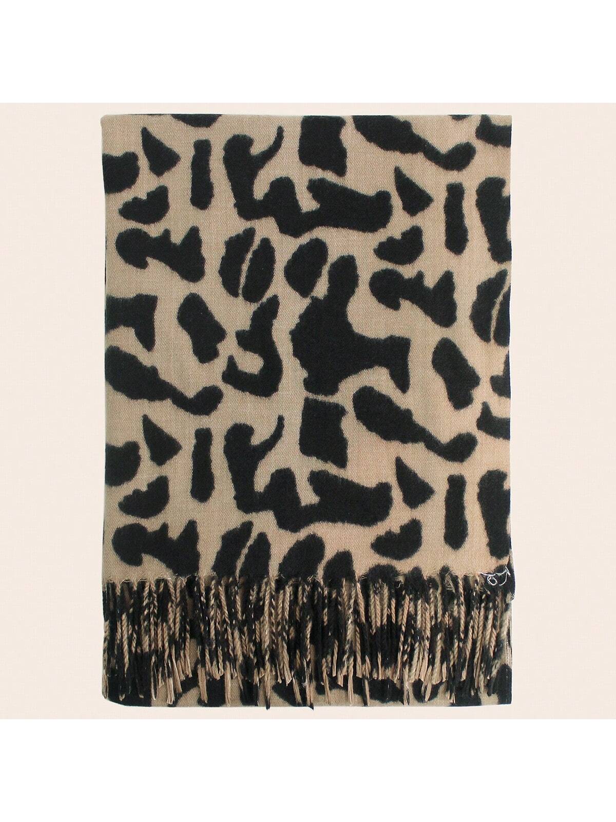 شال وشاح للنساء مطبوعة طويل شراشيب دافئ