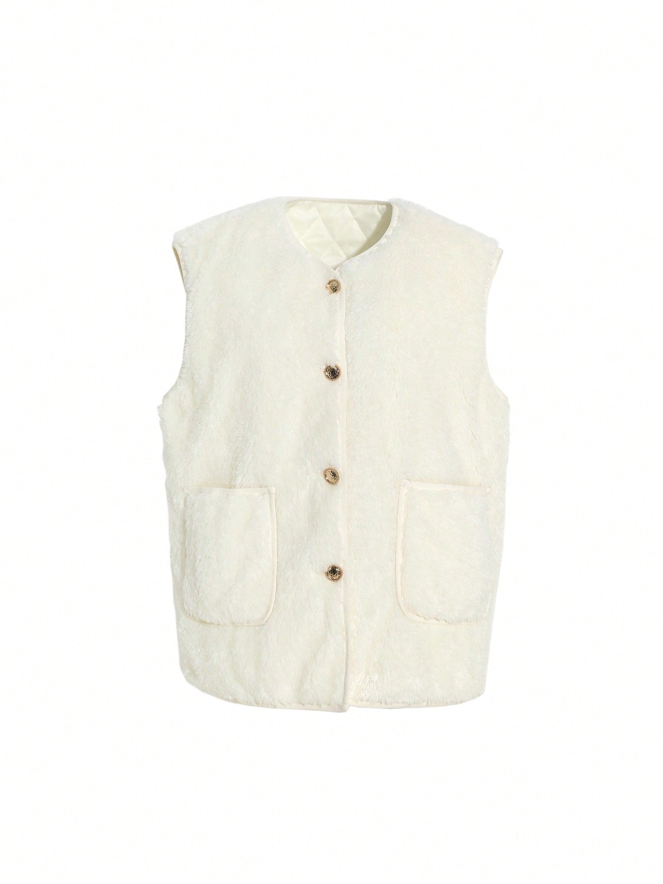 معطف صدري جيب مزدوج أزرار أمامية تيدي