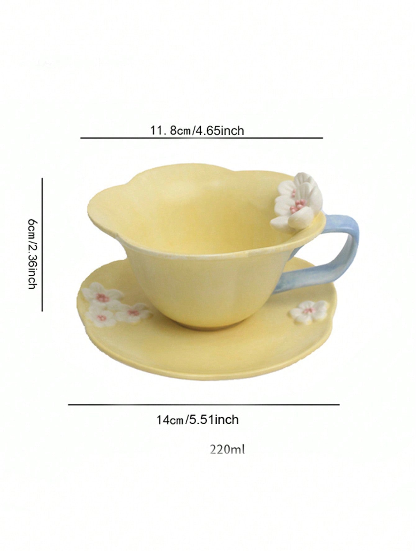 طقم واحد مزخرف بزهر فنجان قهوة و طبق طقم